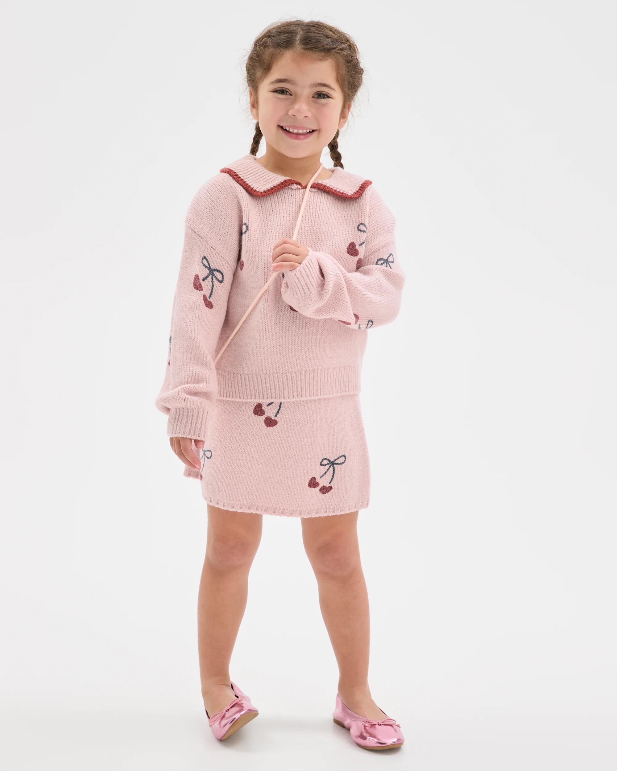1 Target Kids Knit A-Line Skirt BALLET SLIPPER CHERRY, 1 of 6