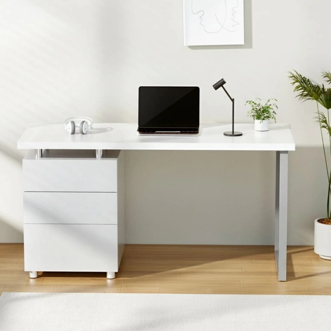 3 Artiss Computer Desk Executive Office Chairs Sets - White, 3 of 5