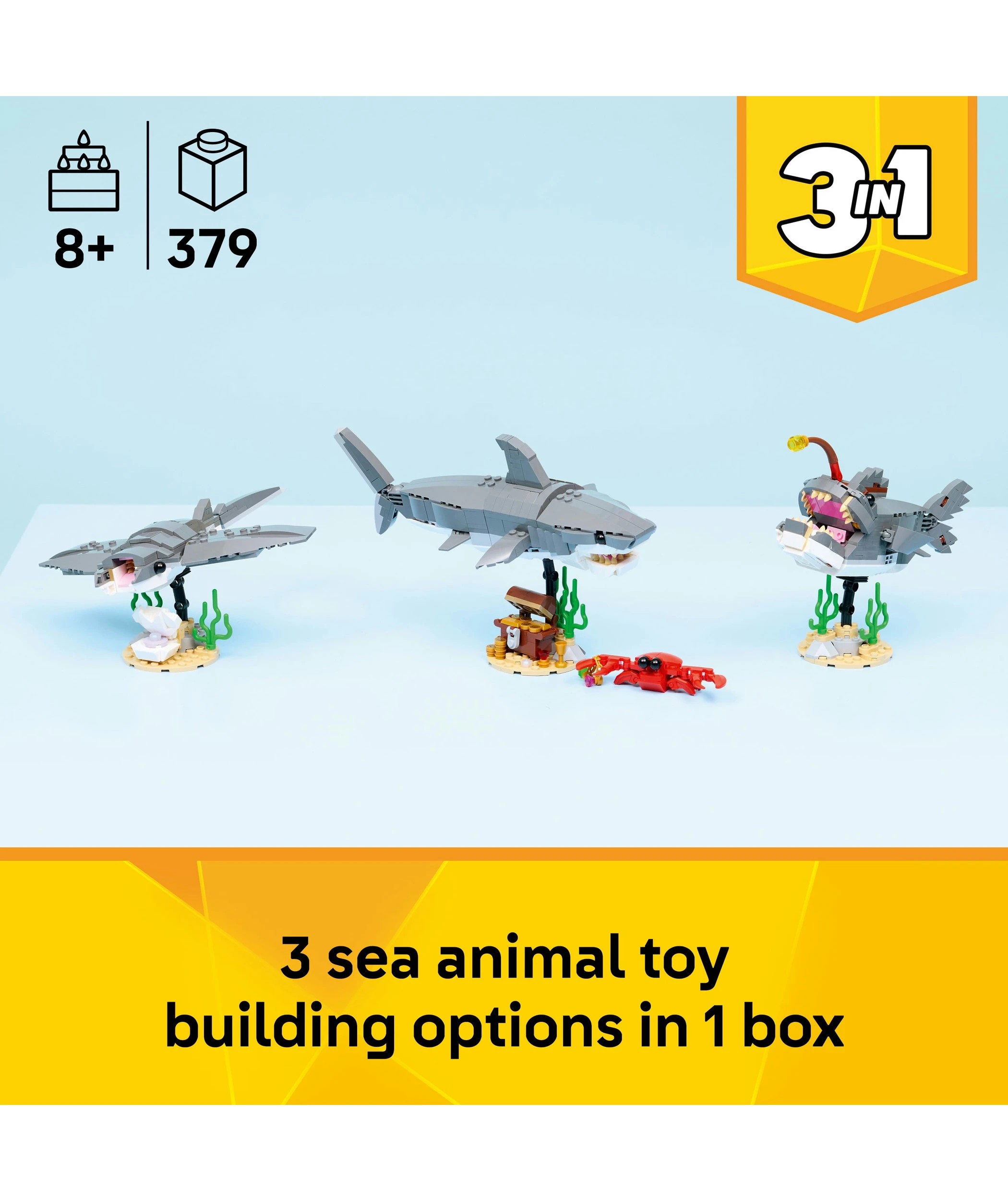 3 LEGO Creator 3 in 1 Fierce Shark with a Treasure Chest 31381, 3 of 10