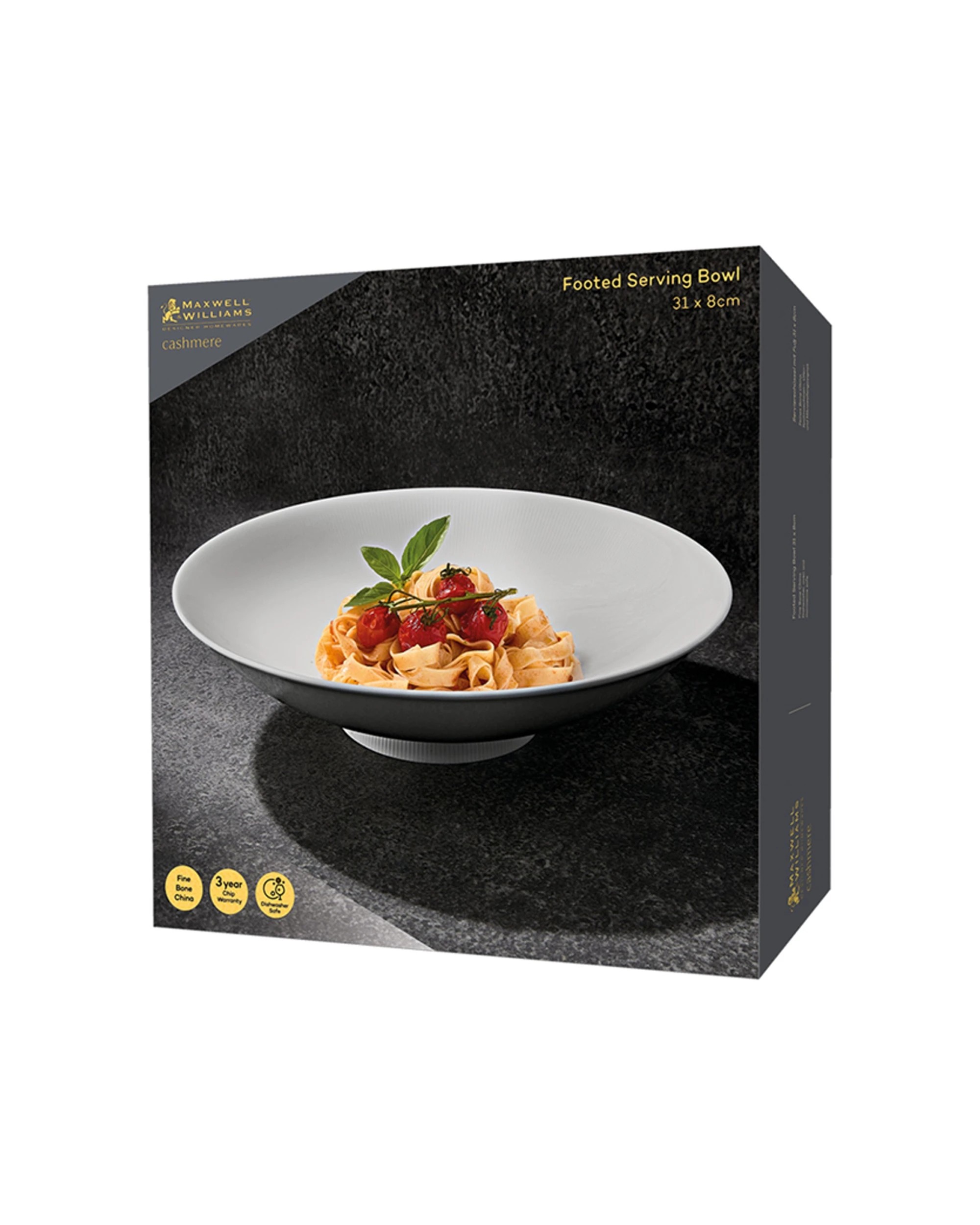 3 Maxwell & Williams Fine Bone China Footed Serving Bowl 31x8cm Serveware
 - White, 3 of 4