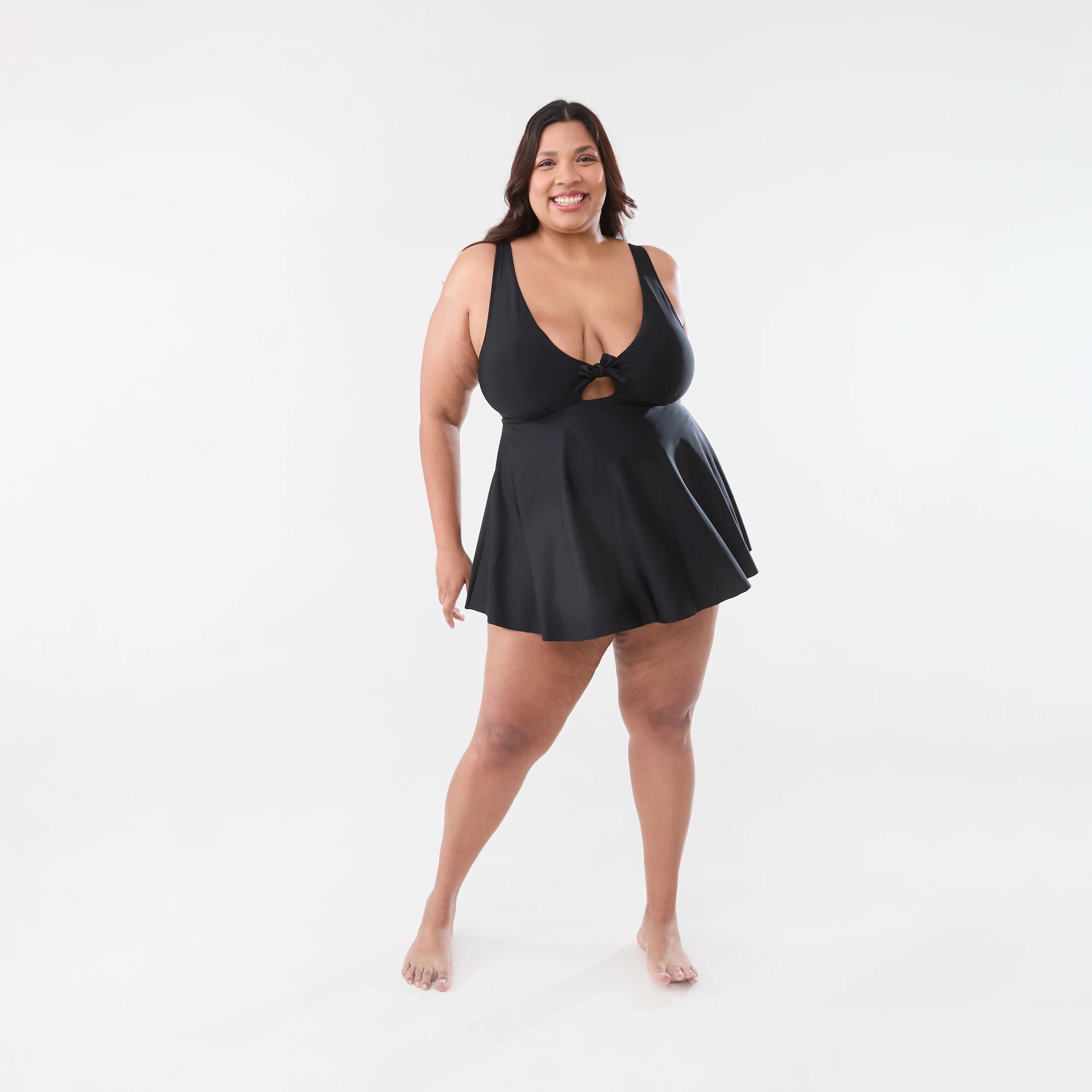 3 Curve Tie Front Skirted One Piece Swimsuit BLACK, 3 of 3