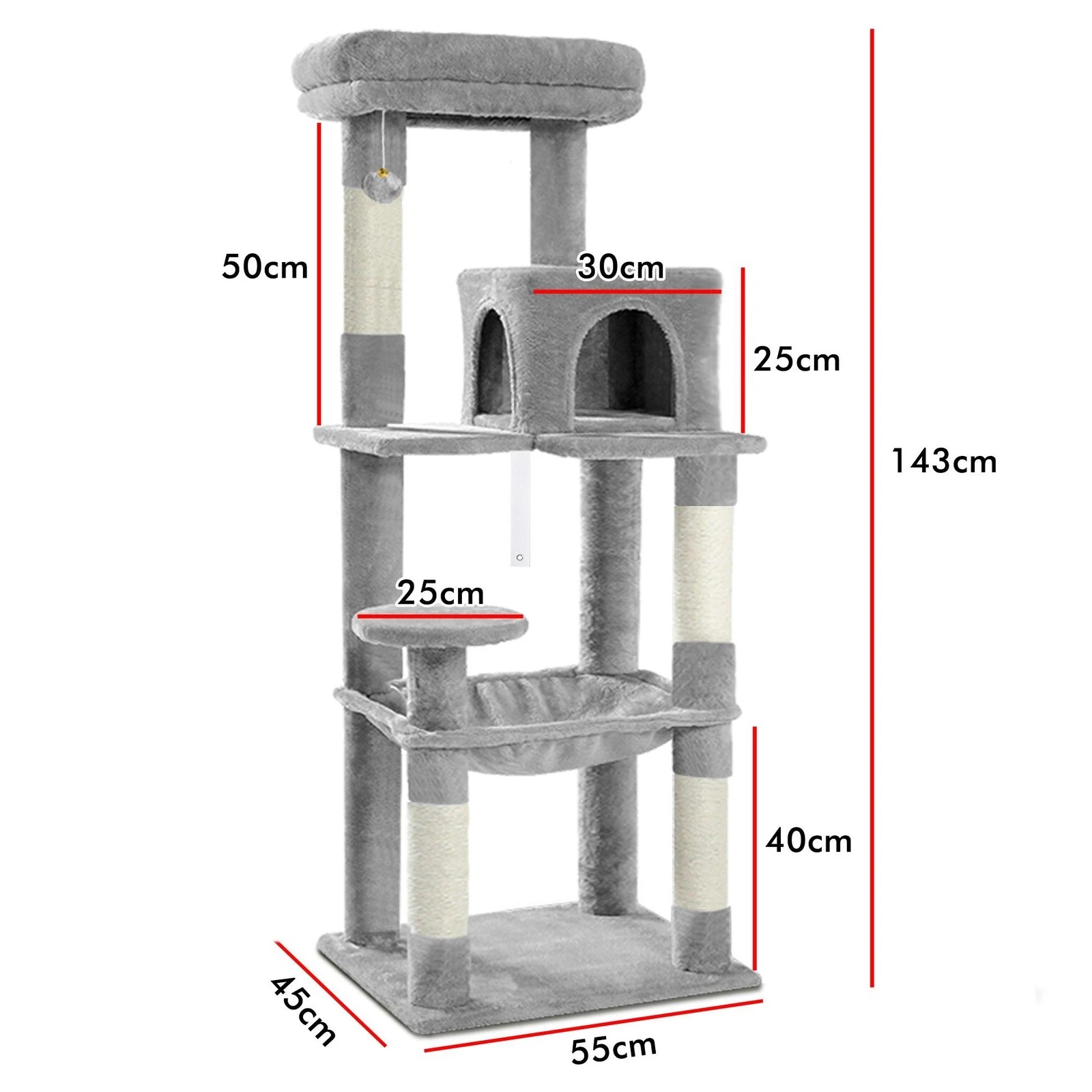 3 Beastie Cat Tree Scratching Post Scratcher Tower Condo House Furniture Wood 143 - Grey, 3 of 7