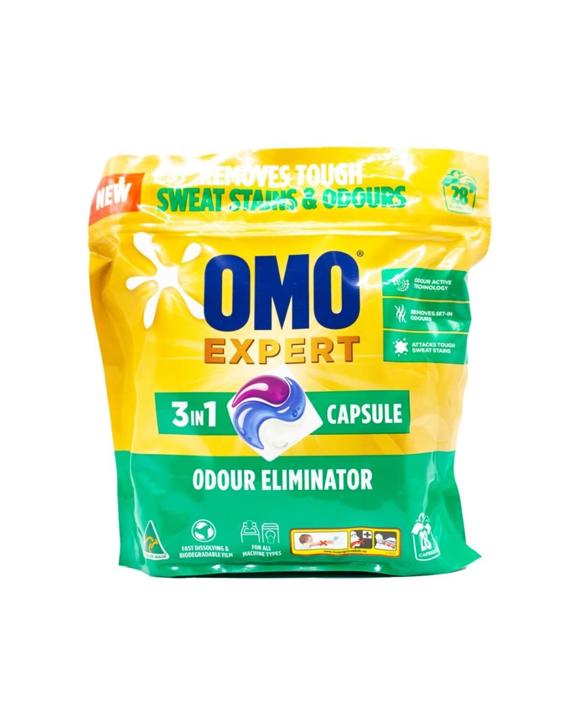 Omo 28pc Expert Odour Eliminator 3 In 1 Laundry Detergent Capsules Odour Active
