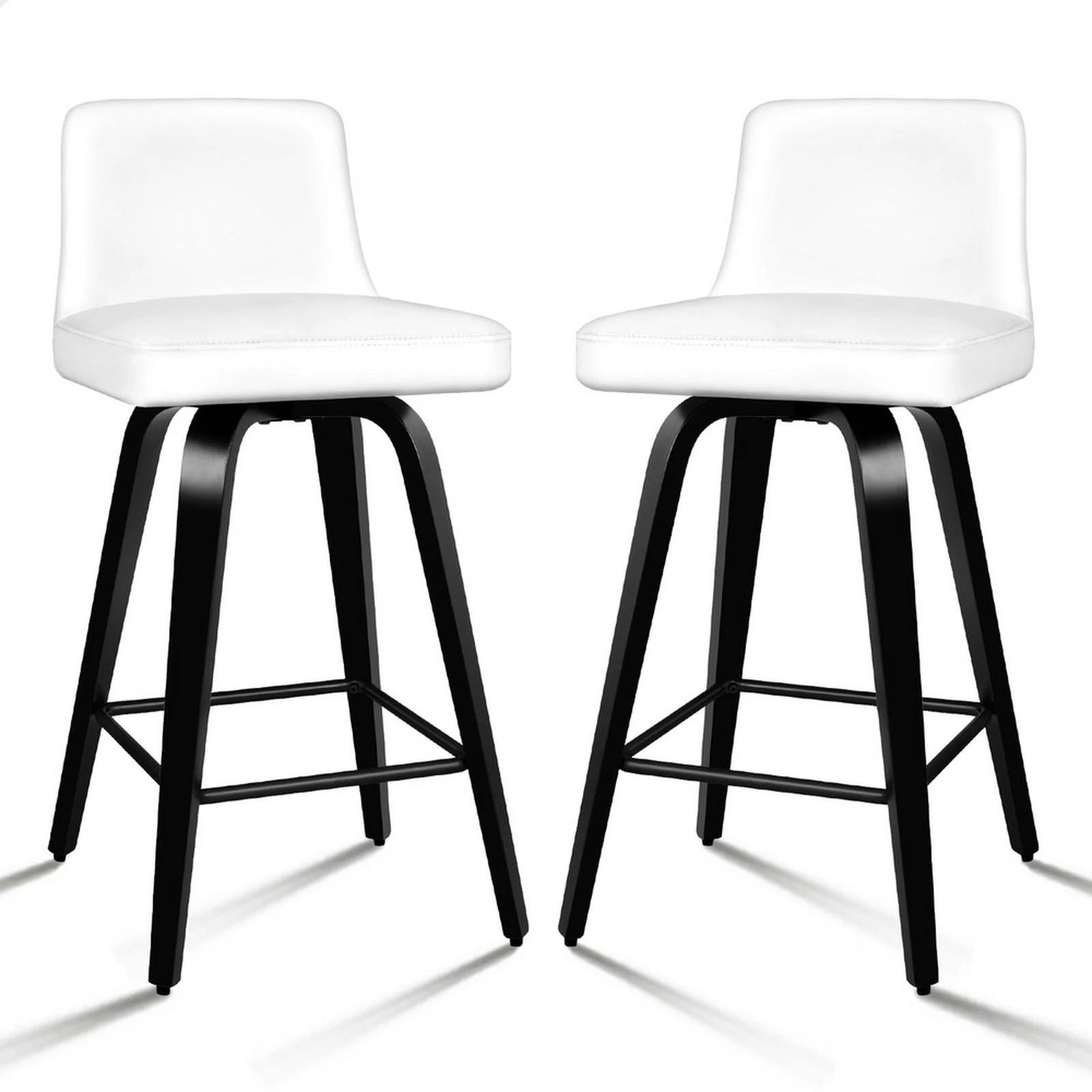 1 Alfordson 2x Swivel Bar Stools Bailey Kitchen Wooden Dining Chair - White, 1 of 10