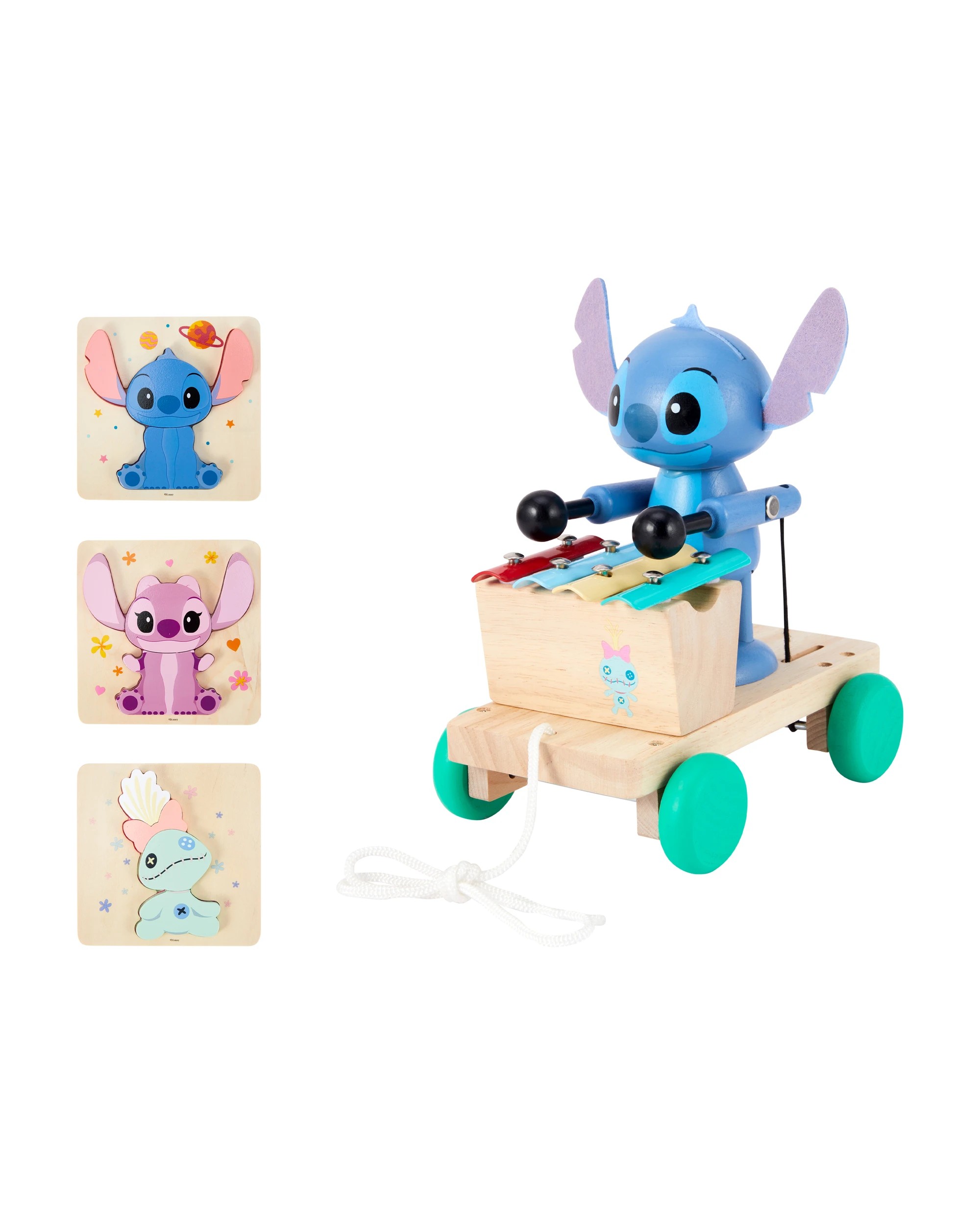 2 Wooden Toys Disney Stitch Pull Along Gift Pack, 2 of 8