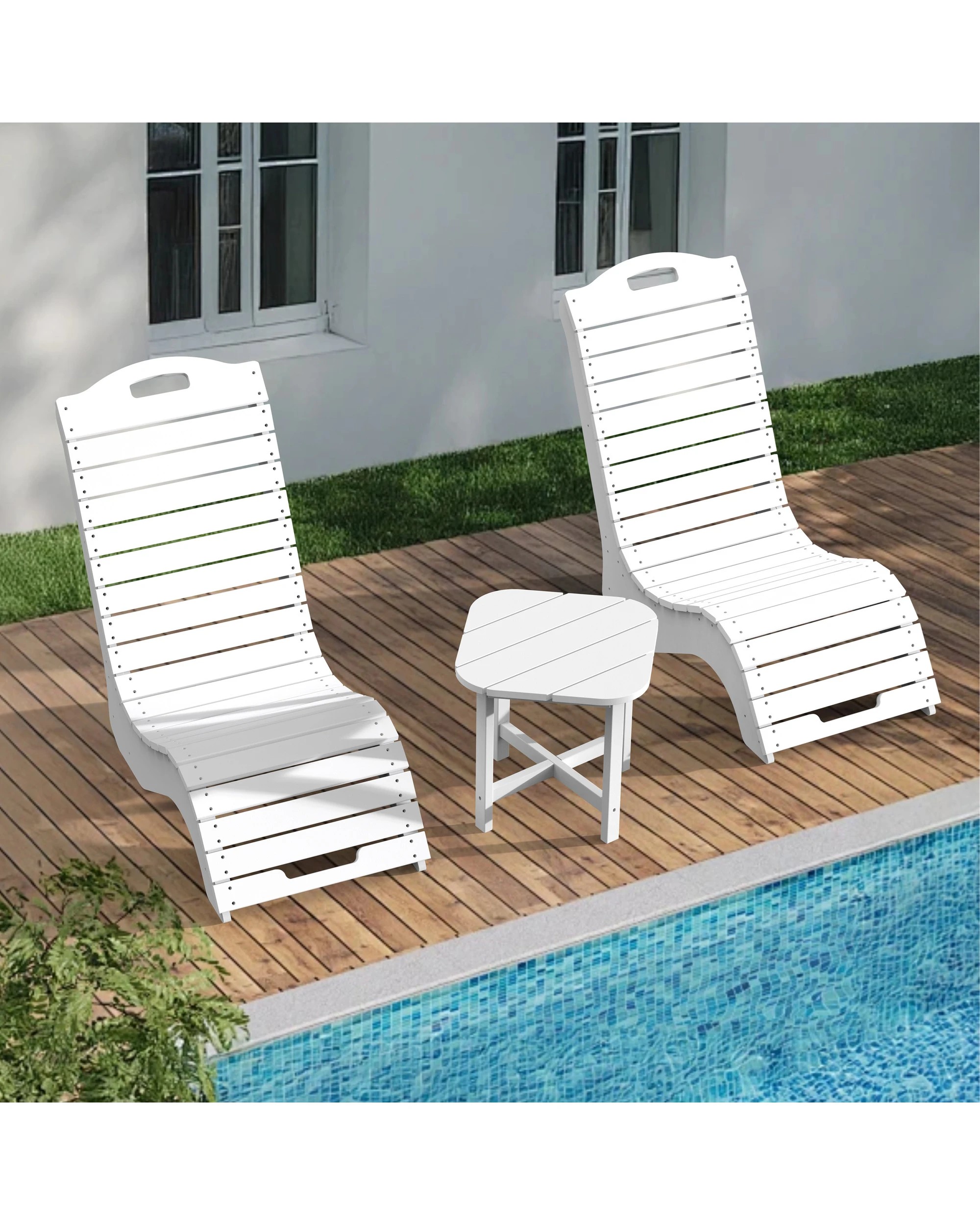 4 EHOMMATE Outdoor HDPE Adirondack Lounge Chair - White - White, 4 of 9