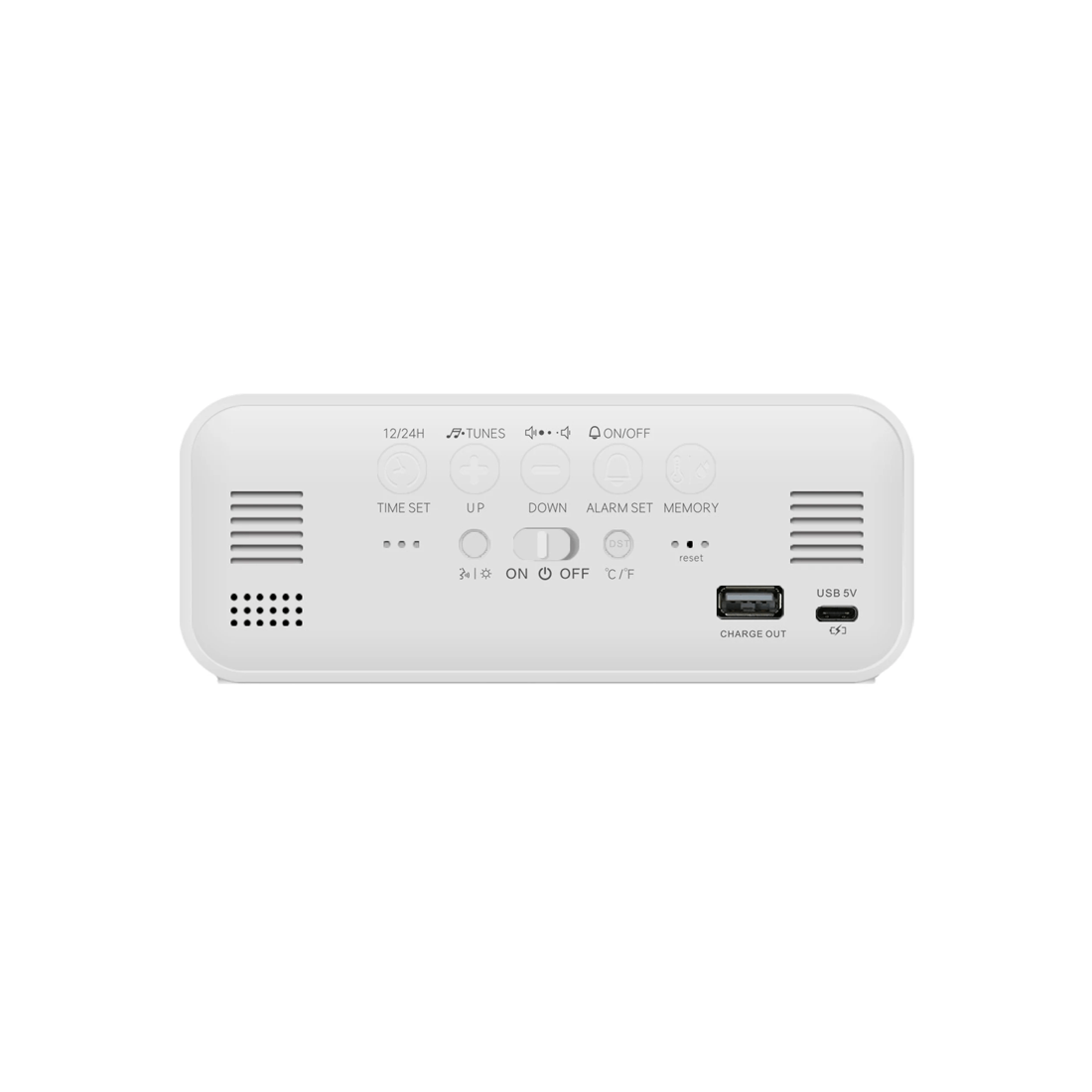 2 TODO LED Digital Alarm Clock Temperature Display Music Alarm USB Rechargeable - White, 2 of 2