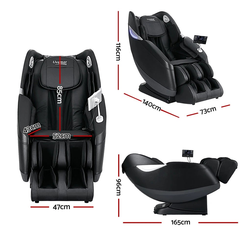2 Livemor Massage Chair Electric Recliner Home 3D Massager Flynn - Black, 2 of 6