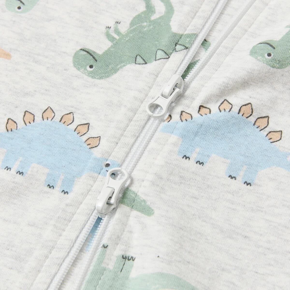 4 Short Sleeve Zip Romper WHITE MARLE DINOS, 4 of 4