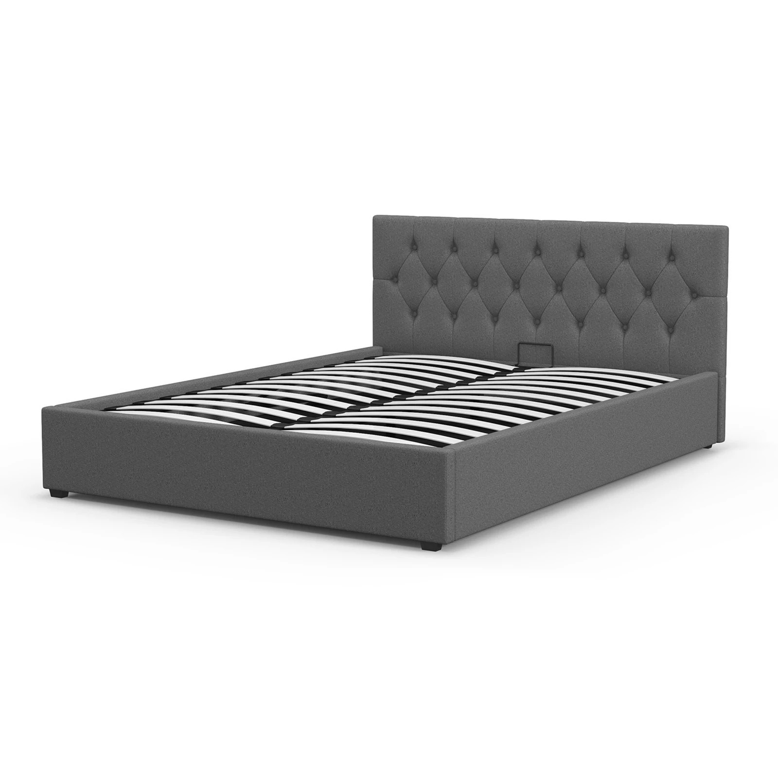 1 Milano Décor Capri Luxury Gas Lift Bed Frame Base And Headboard With Storage Single - Grey, 1 of 10