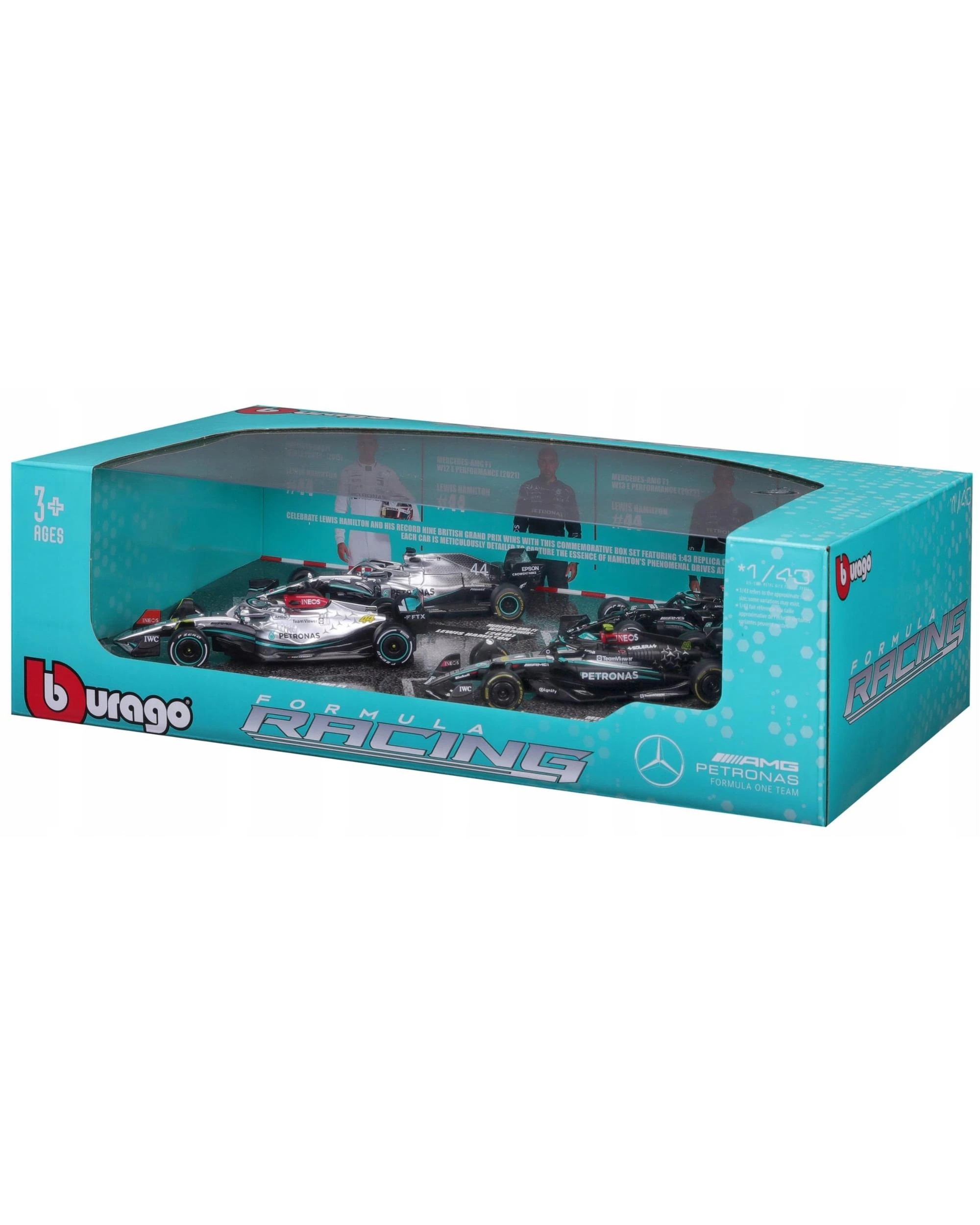 2 F1 2019-2024 Mercedes AMG W10, W12, W13, W15 #44 Lewis Hamilton 1:43 Scale Gift Pack, 2 of 3