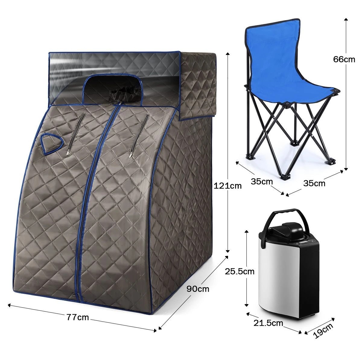 2 Maxkon Portable Steam Sauna Home Full Body Spa Set with Steam Pot Portable Chair & Remote Control, 2 of 3
