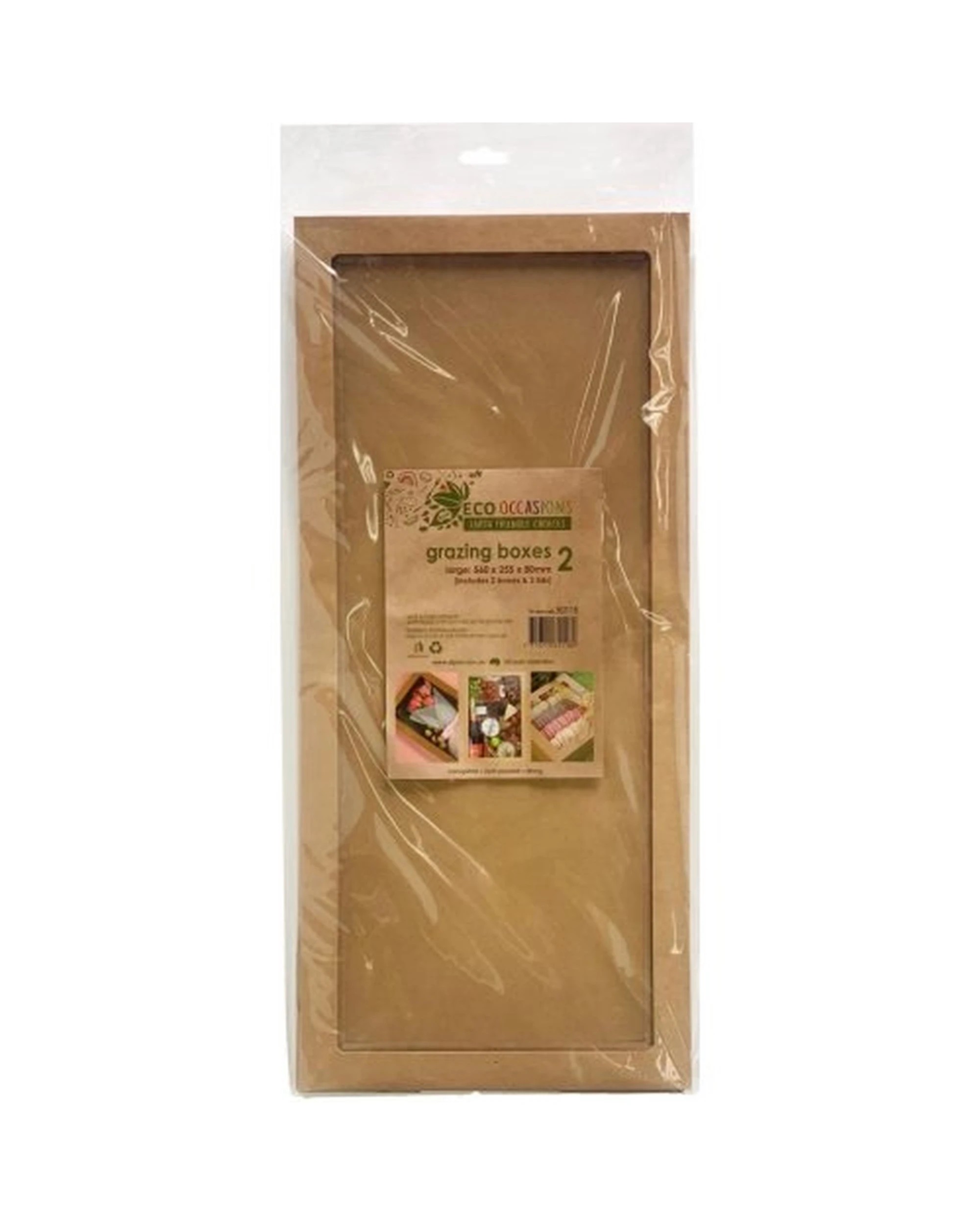 4 Alpen Eco Kraft Grazing Boxes with Lids 56cm x 25.5cm x 8cm Pack of 2 - Brown, 4 of 4
