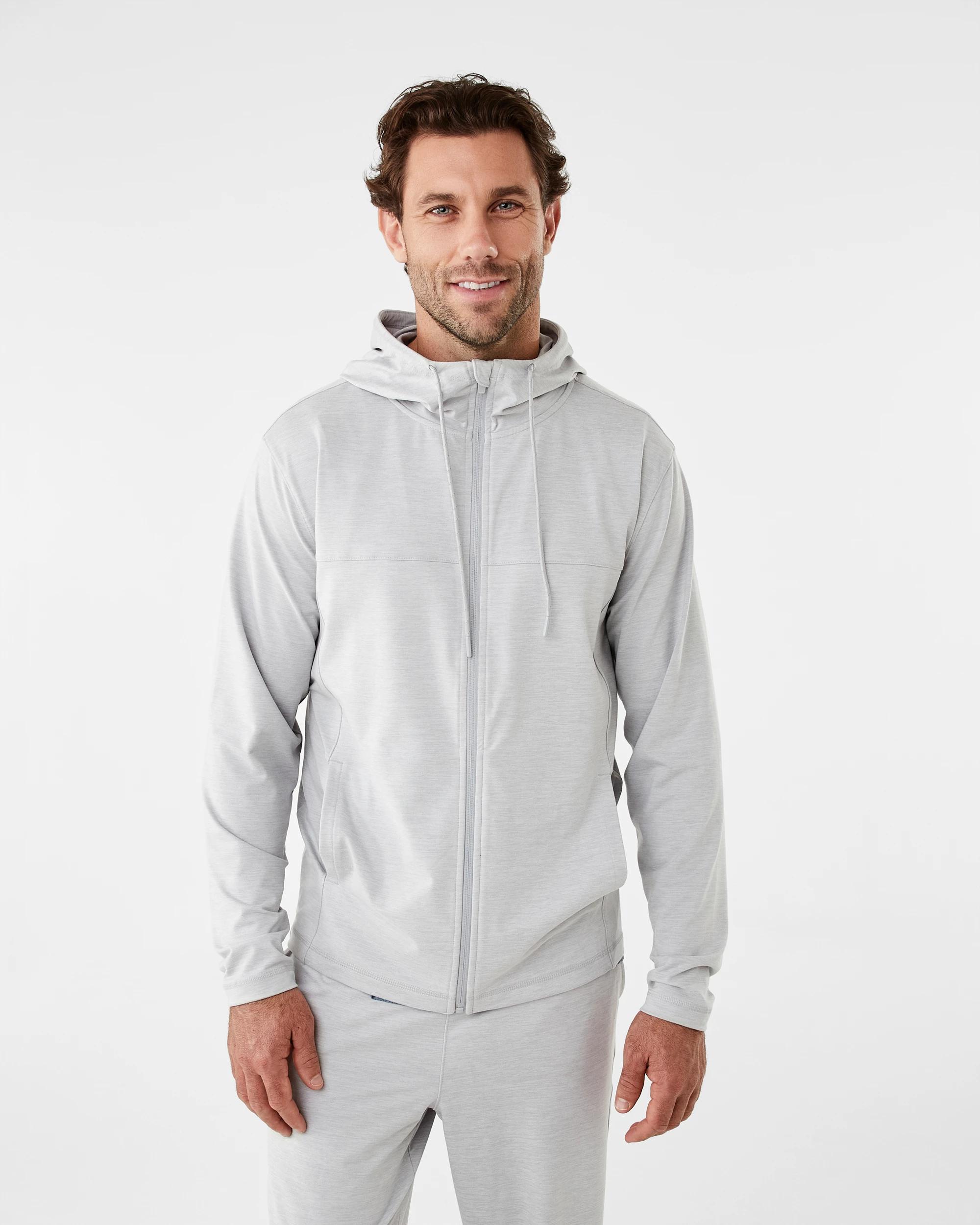 1 Active Mens Travel Zip Through Hoodie Grey Marl, 1 of 8