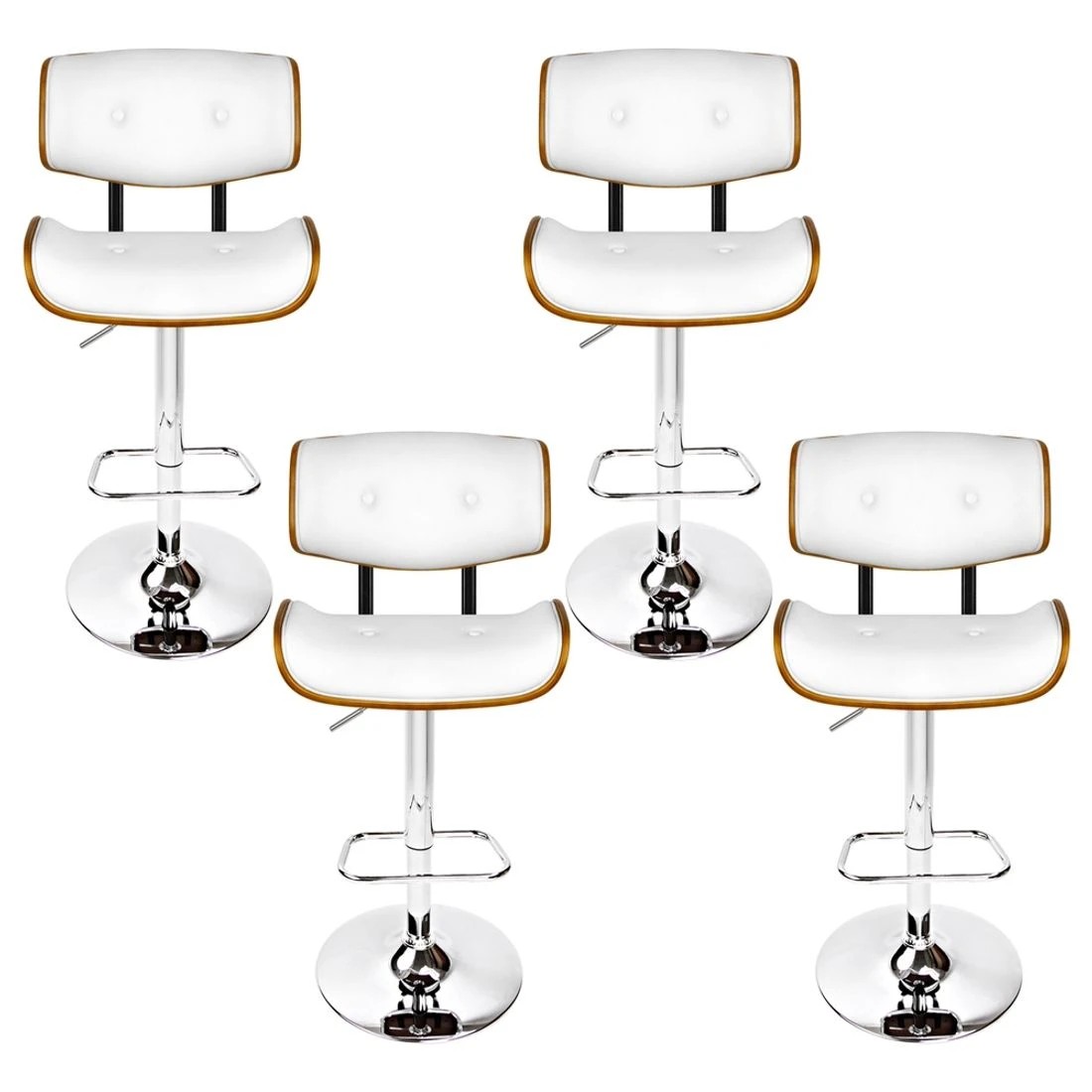 3 Artiss 4x Bar Stools Gas Lift Leather - White, 3 of 6