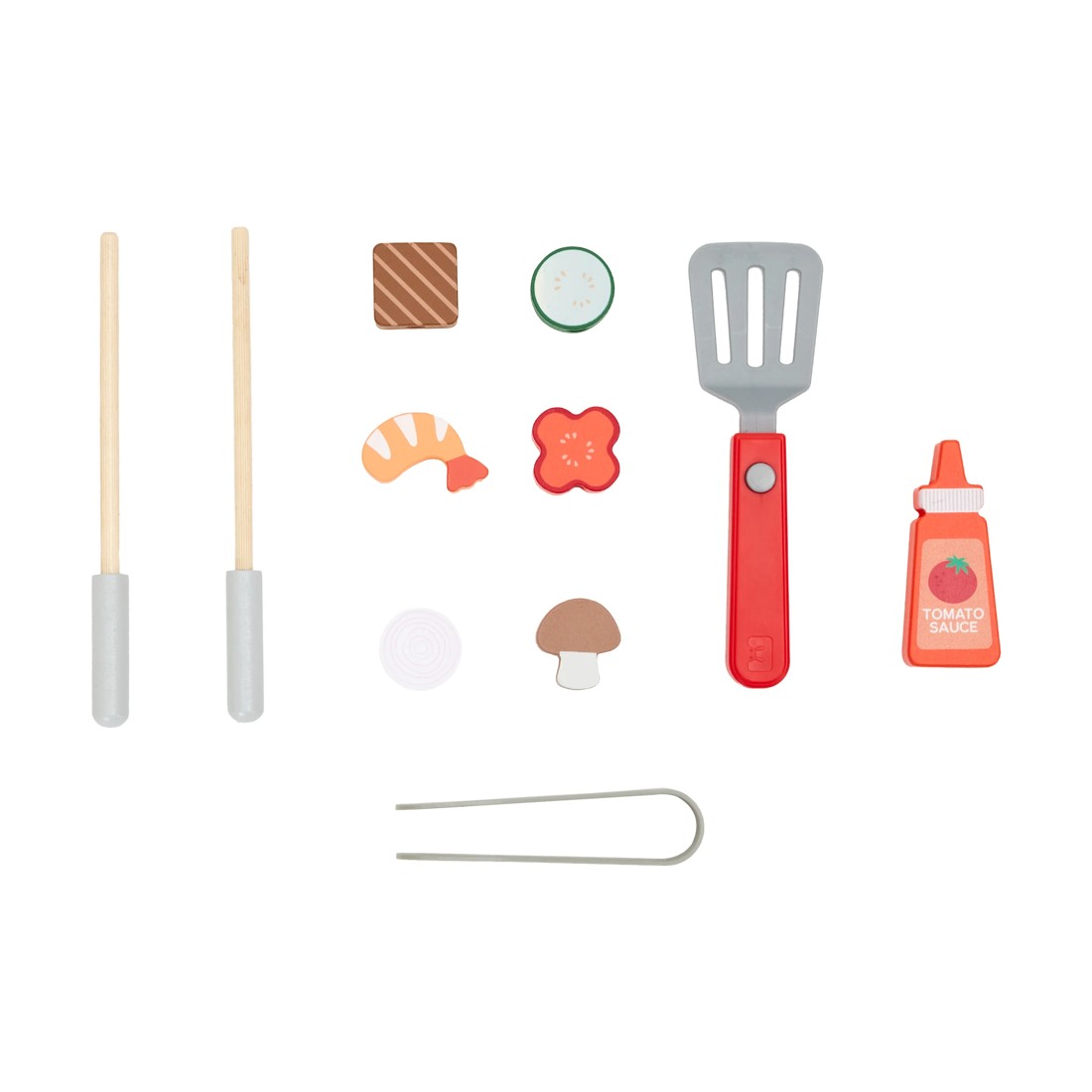 5 13 Piece Wooden Light and Sound BBQ Playset, 5 of 6