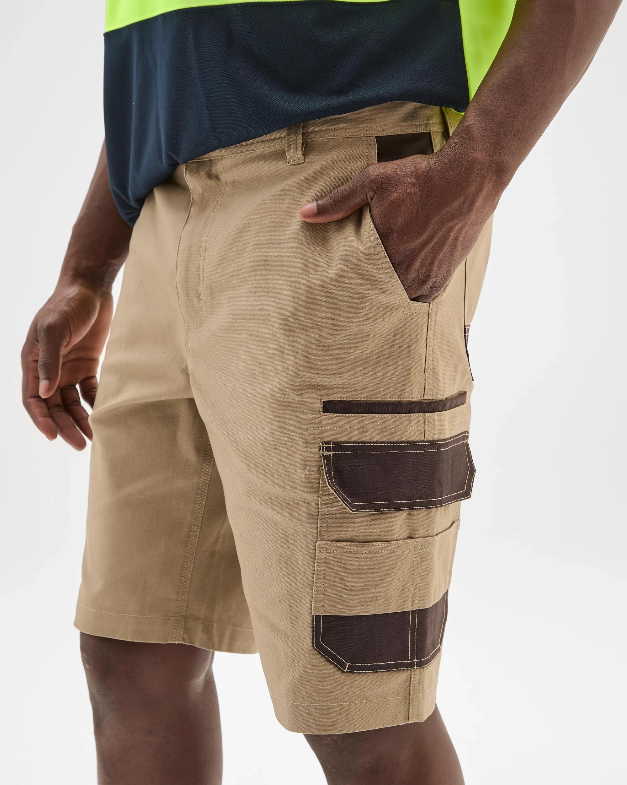 4 Australian Cotton Performance Cargo Work Shorts - Graphite STONE, 4 of 5