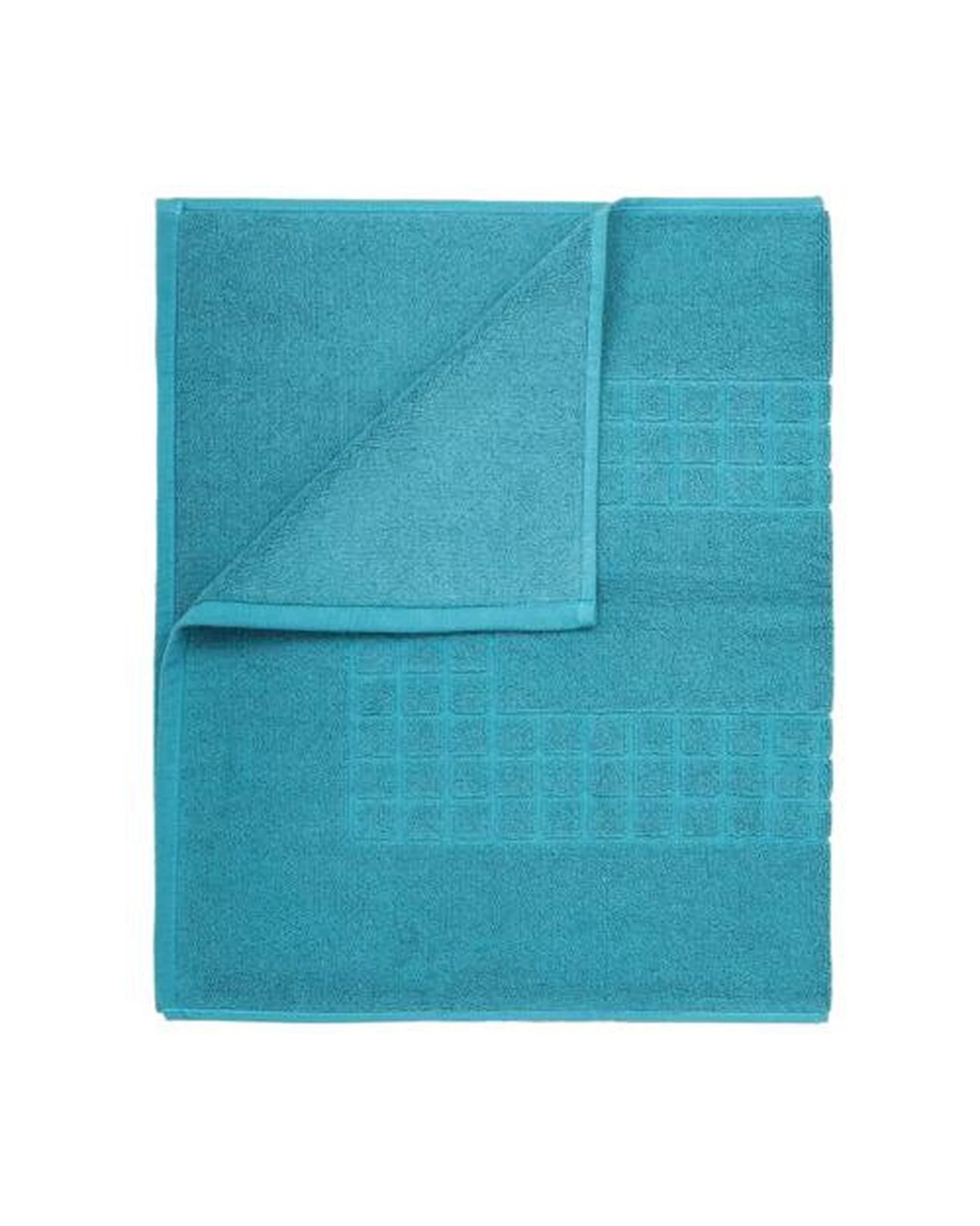 1 La Grace Home Microfiber Soft Non Slip Bath Mat Check Design - Petrol, 1 of 3
