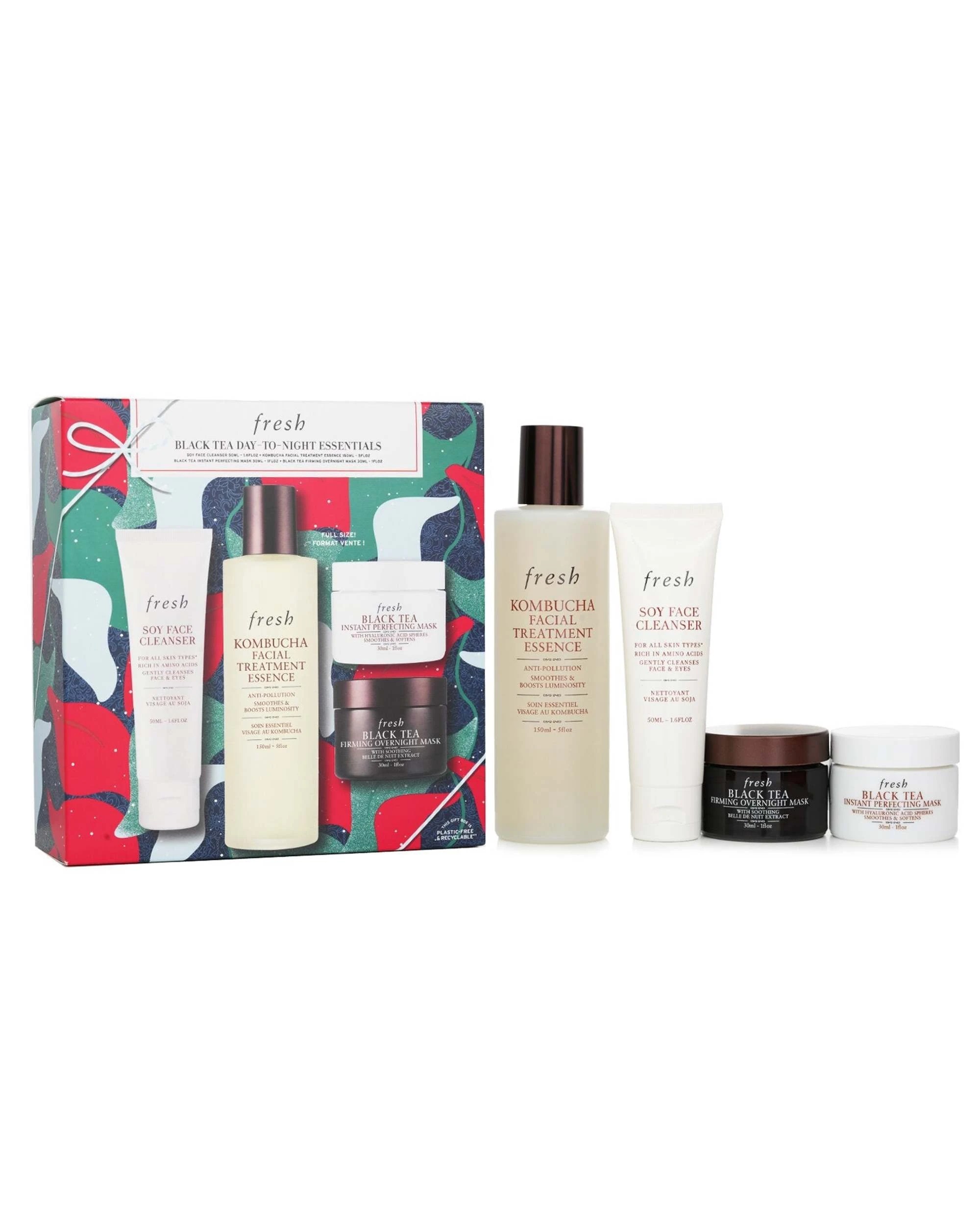 1 Fresh Black Tea Set: Soy Face Cleanser+Kombucha F.T. Essence+Instant Perfecting Mask+Firming Overnight Mask 4pcs, 1 of 1
