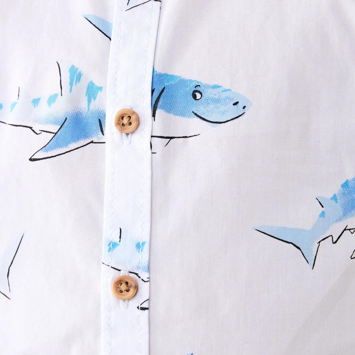 4 Short Sleeve Print Shirt CUTE SHARKS SNOW WHITE, 4 of 6