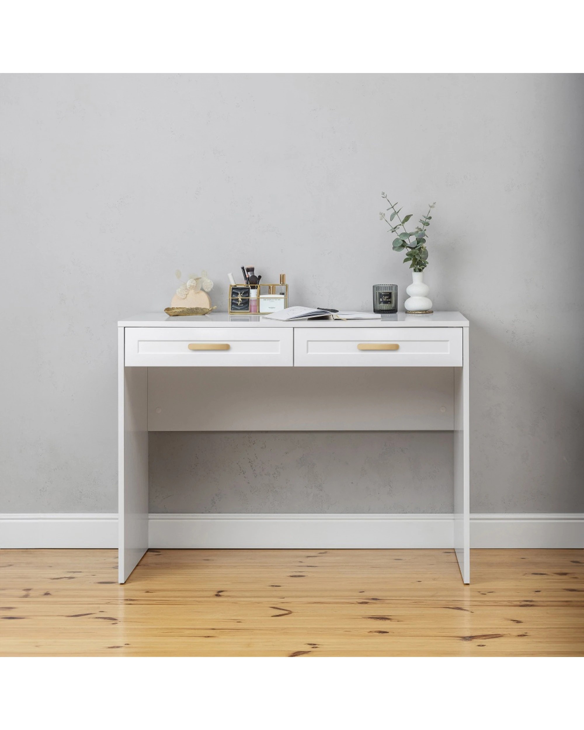 2 European Cabinetry Odessa Hamptons Front Furniture Desk Brass Oval Handle - White, 2 of 2