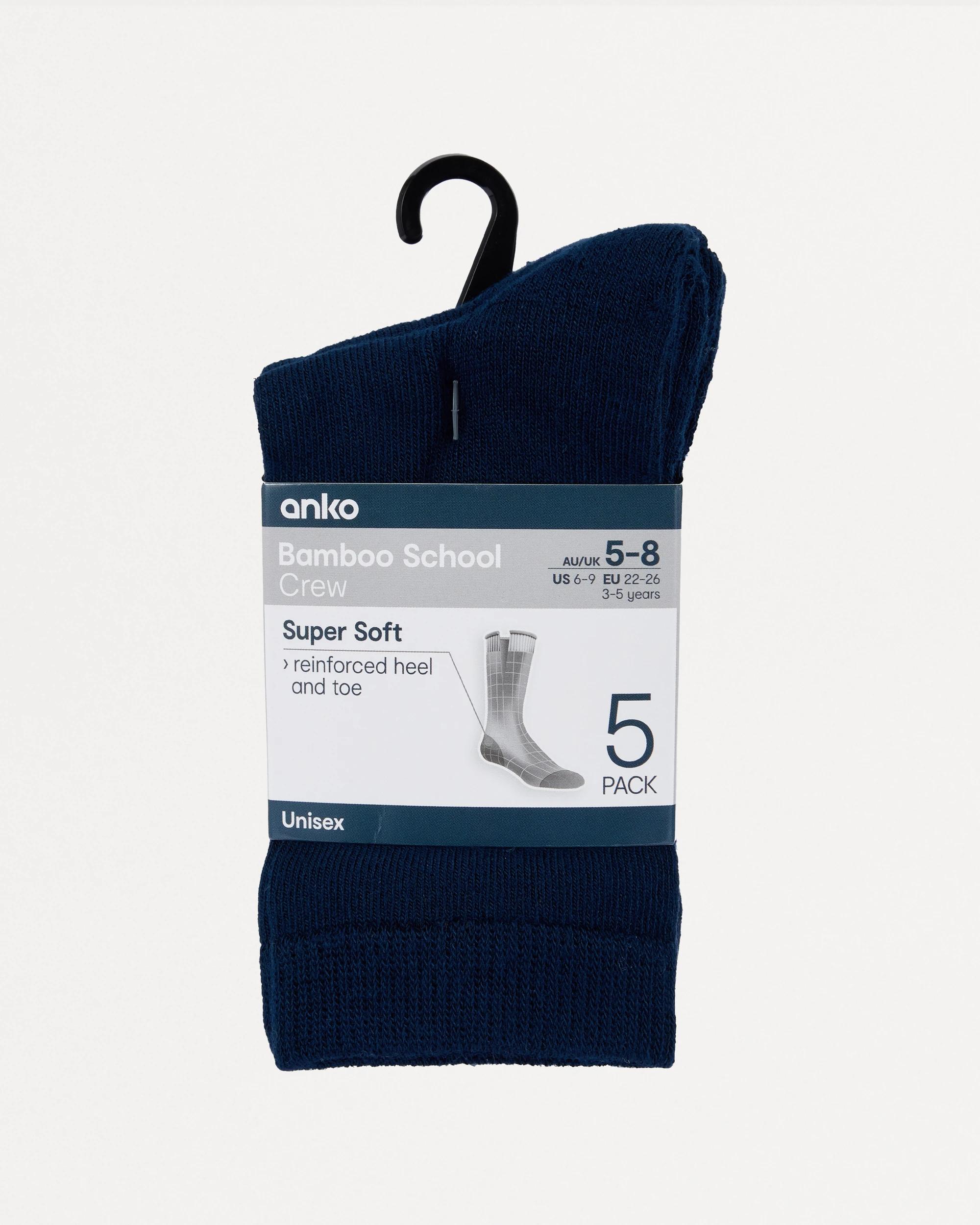 3 5 Pack Bamboo School Crew Socks Dress Navy, 3 of 3