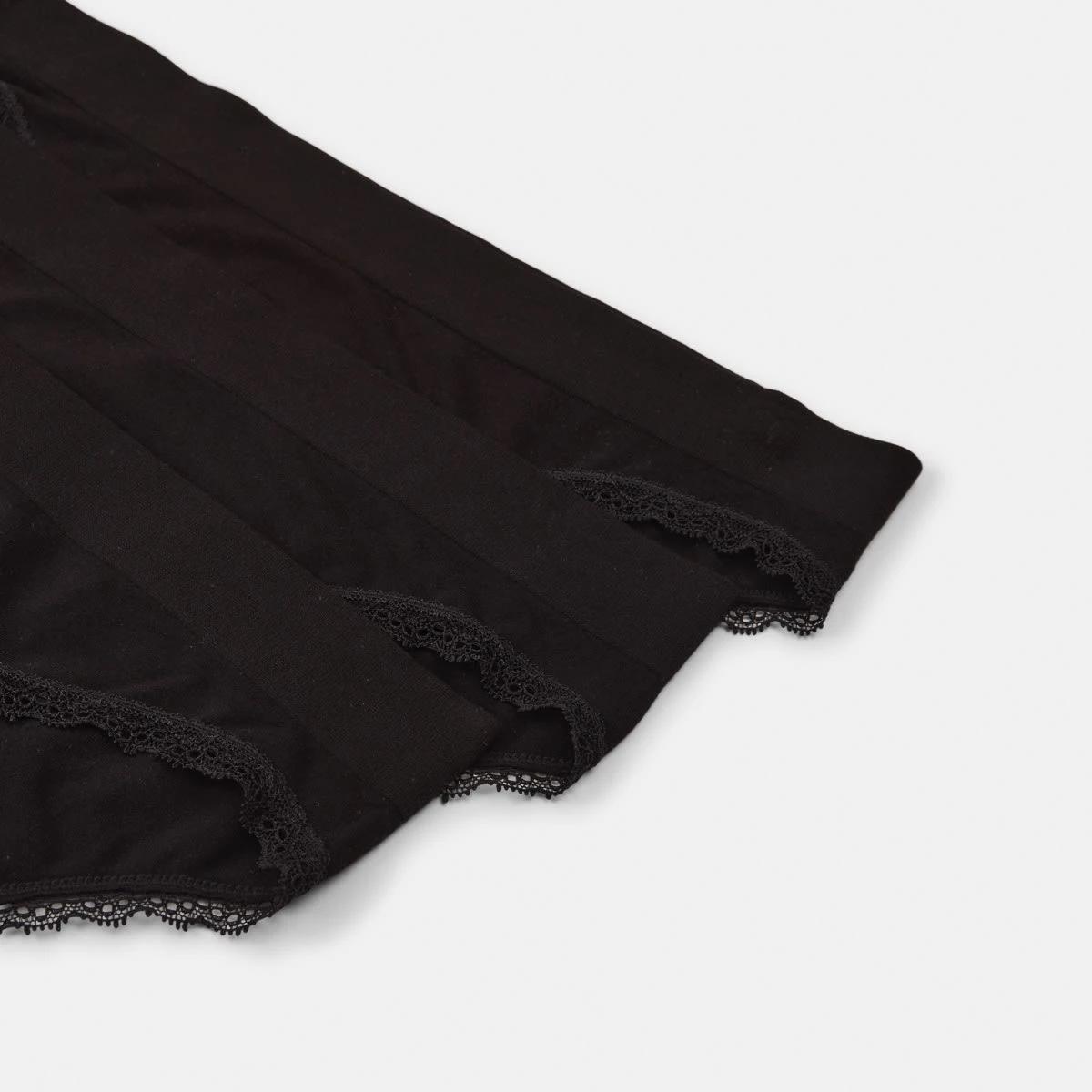 3 3 Pack Seamfree Bamboo Lace Bikini Briefs BLACK, BLACK, BLACK, 3 of 9