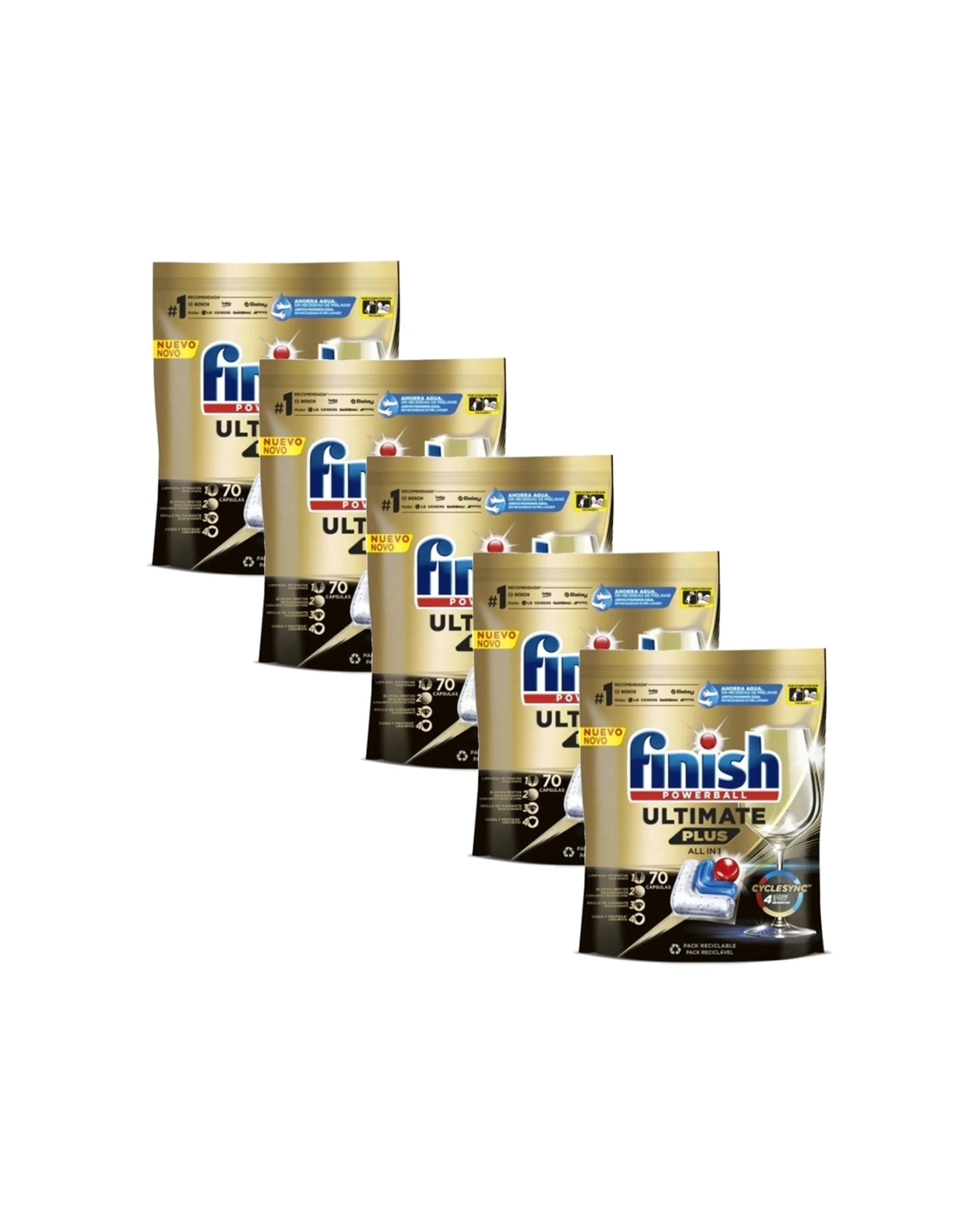 1 Finish Ultimate Plus Dishwashing Cleaning Tablets 5 X 70pc All In 1 Glass Care, 1 of 3