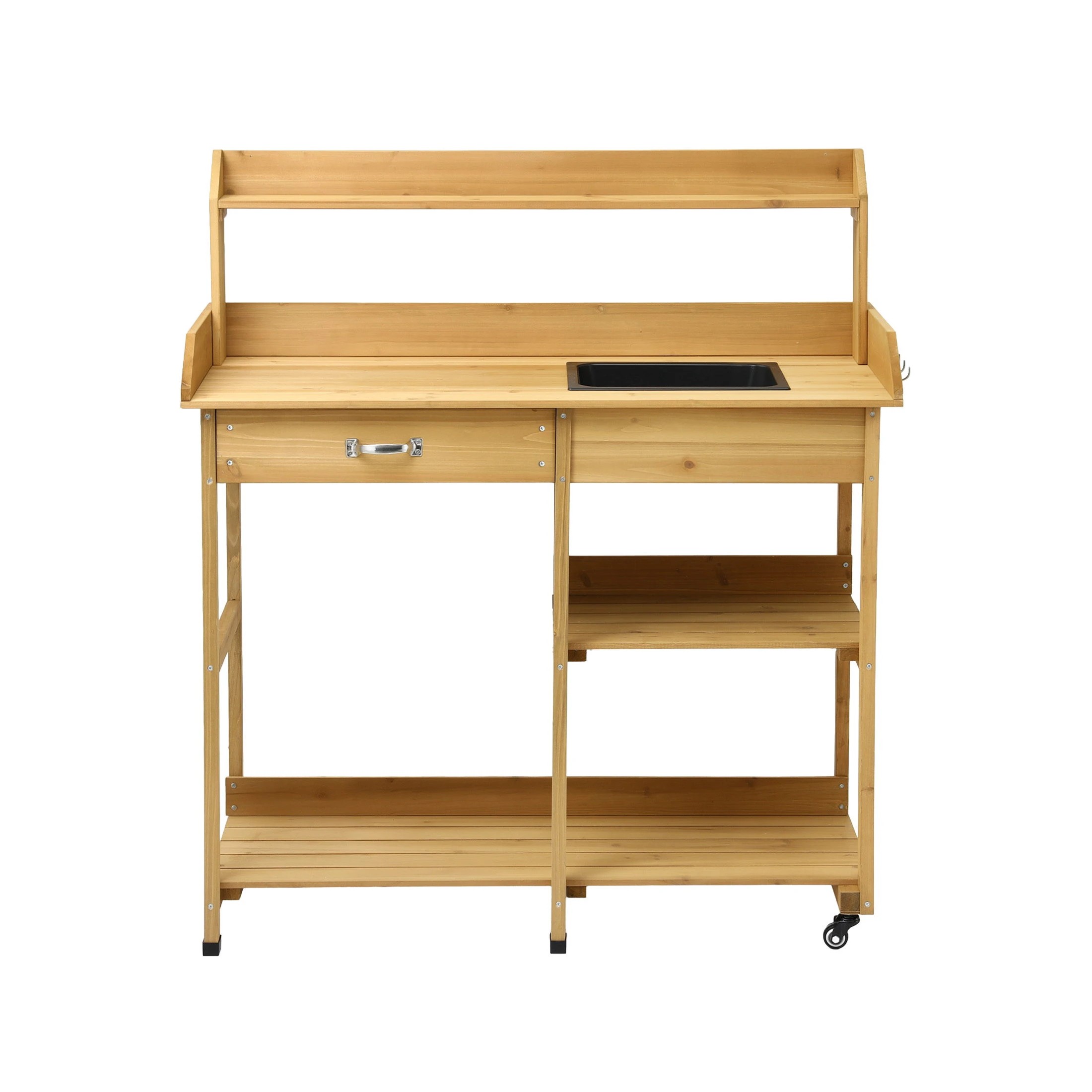 4 Gardeon Outdoor Potting Bench Table Storage Cabinet Potters Garden Workstation - Natural, 4 of 4
