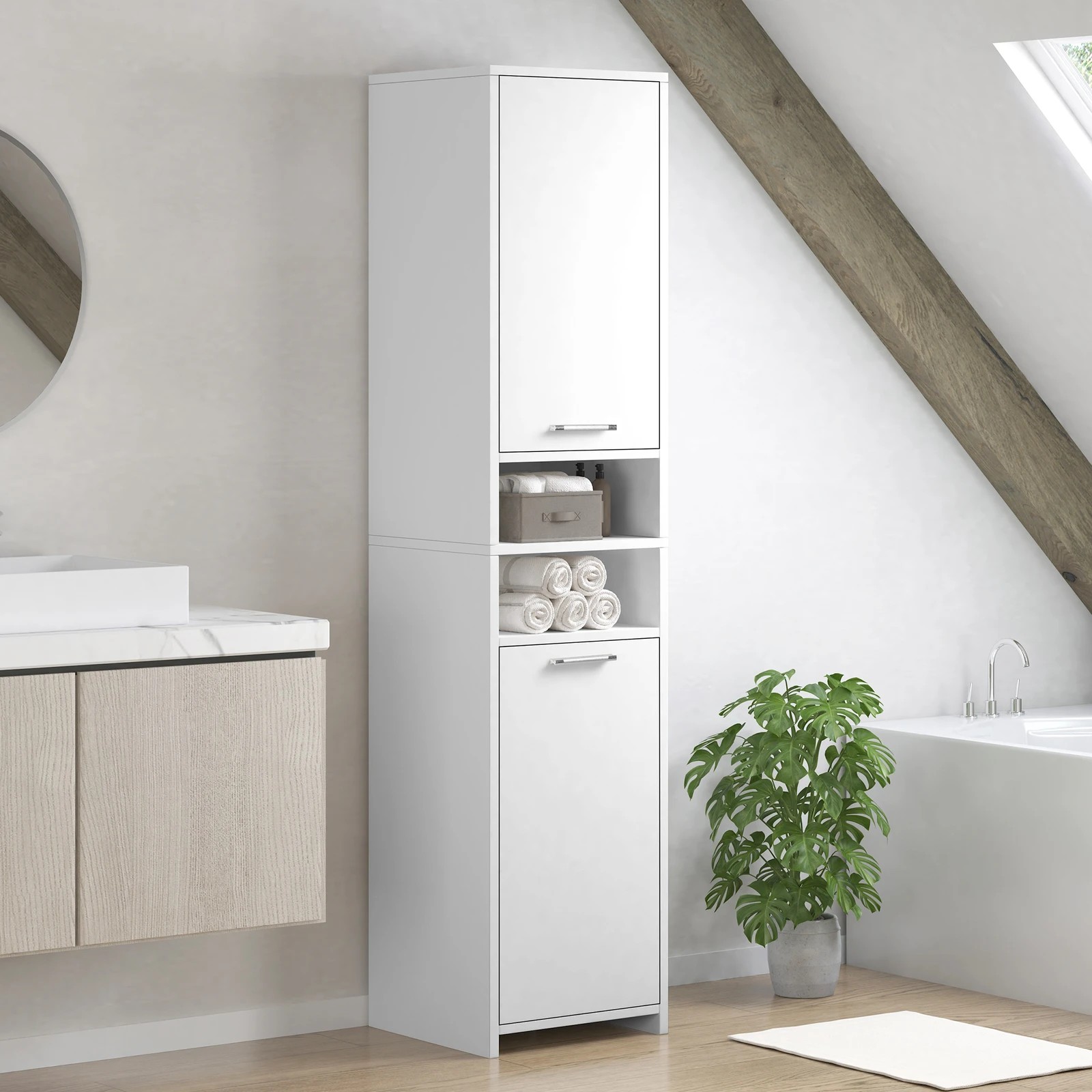10 Alfordson Bathroom Cabinet Tall Storage Slim Cupboard - White, 10 of 10
