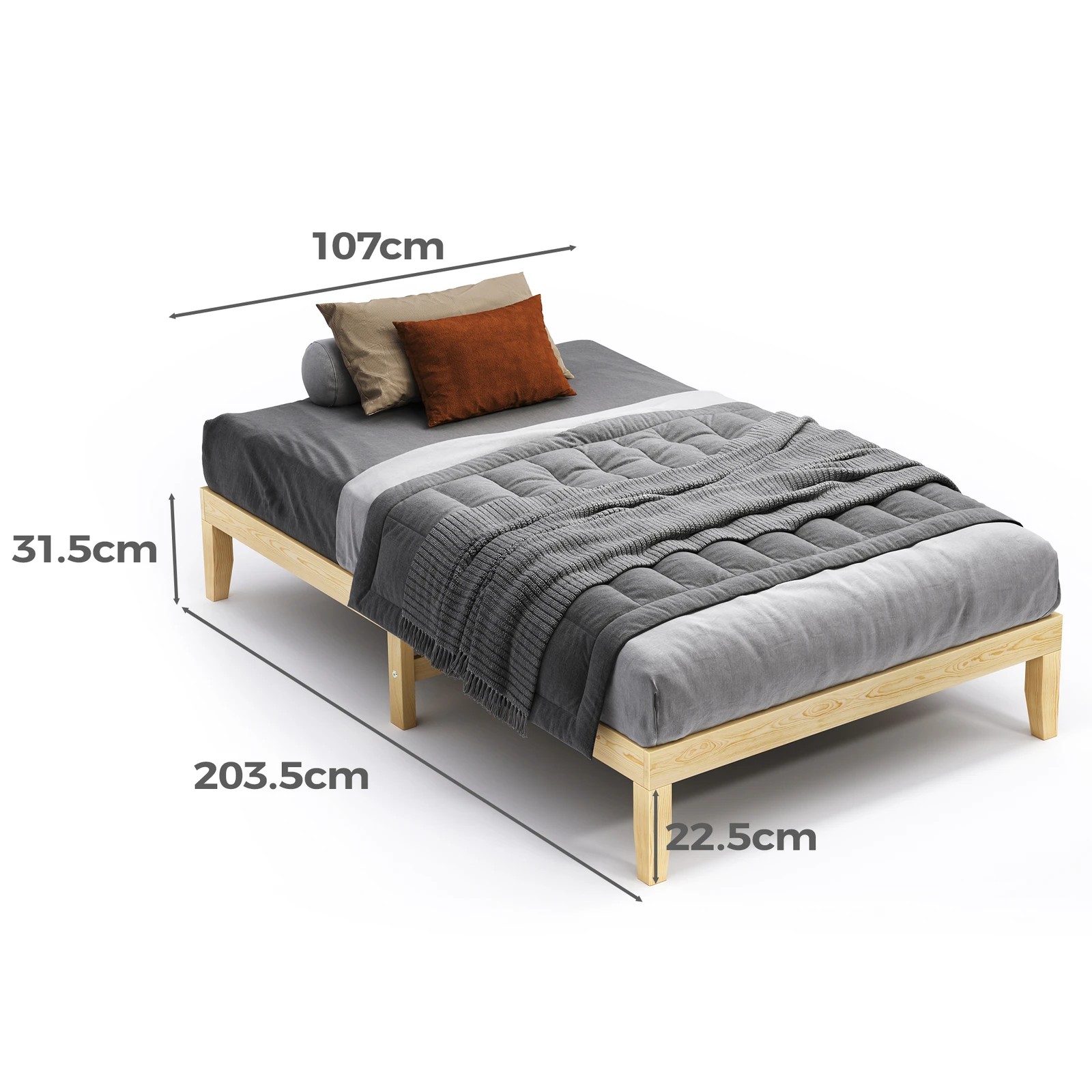 9 Alfordson Bed Frame Wooden Timber King Single Mattress Base Platform Pramod - Natural, 9 of 10