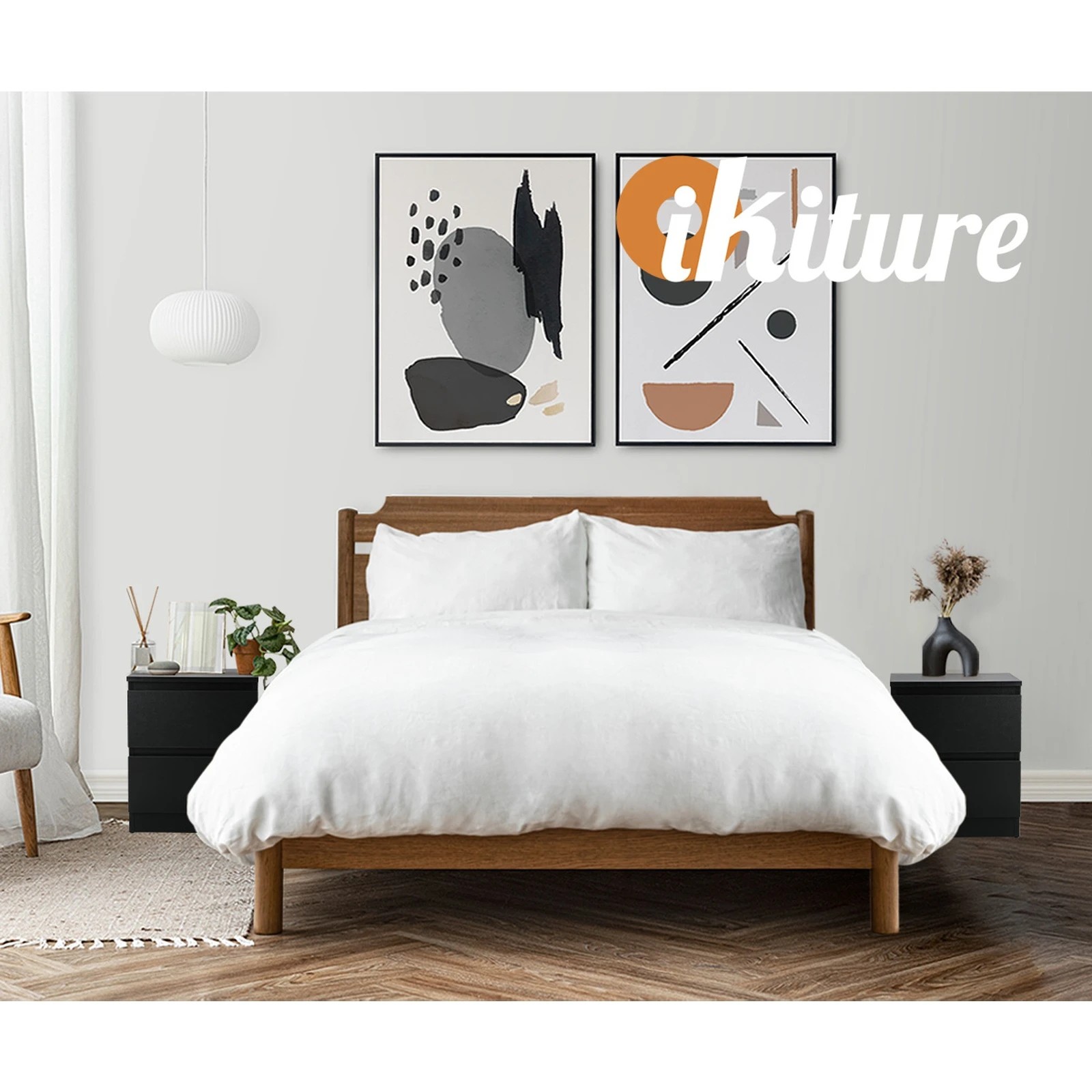 5 Oikiture Bedside Table Nightstand 2 Drawers Side End Table Storage Cabinet
 - Black, 5 of 10