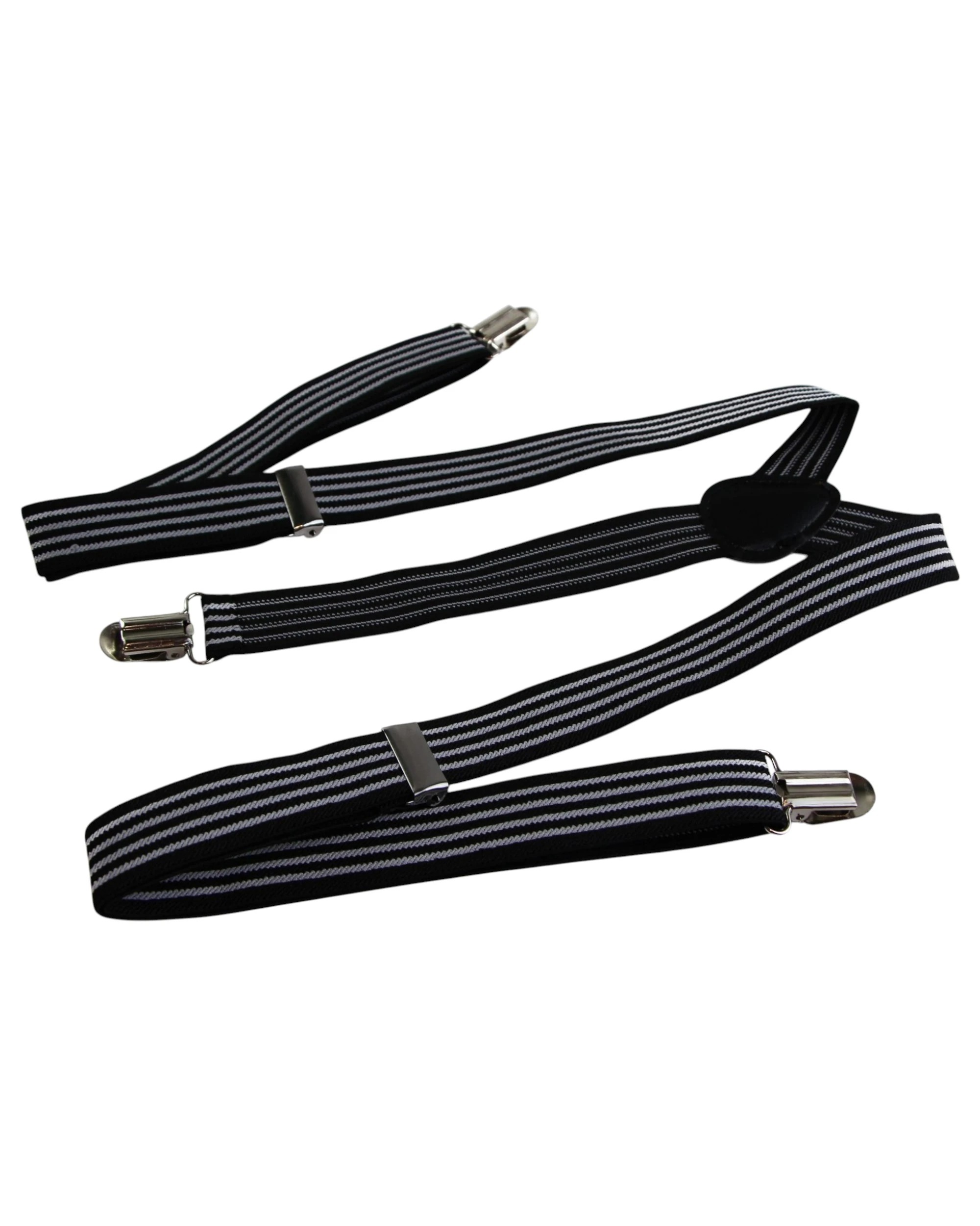 2 Zasel Mens Adjustable Black & White Striped Patterned Suspenders - Multi, 2 of 5
