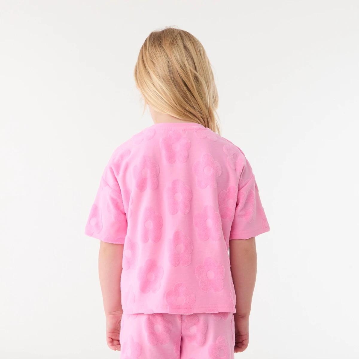 2 Short Sleeve Texture T-shirt Pnk Flower, 2 of 6
