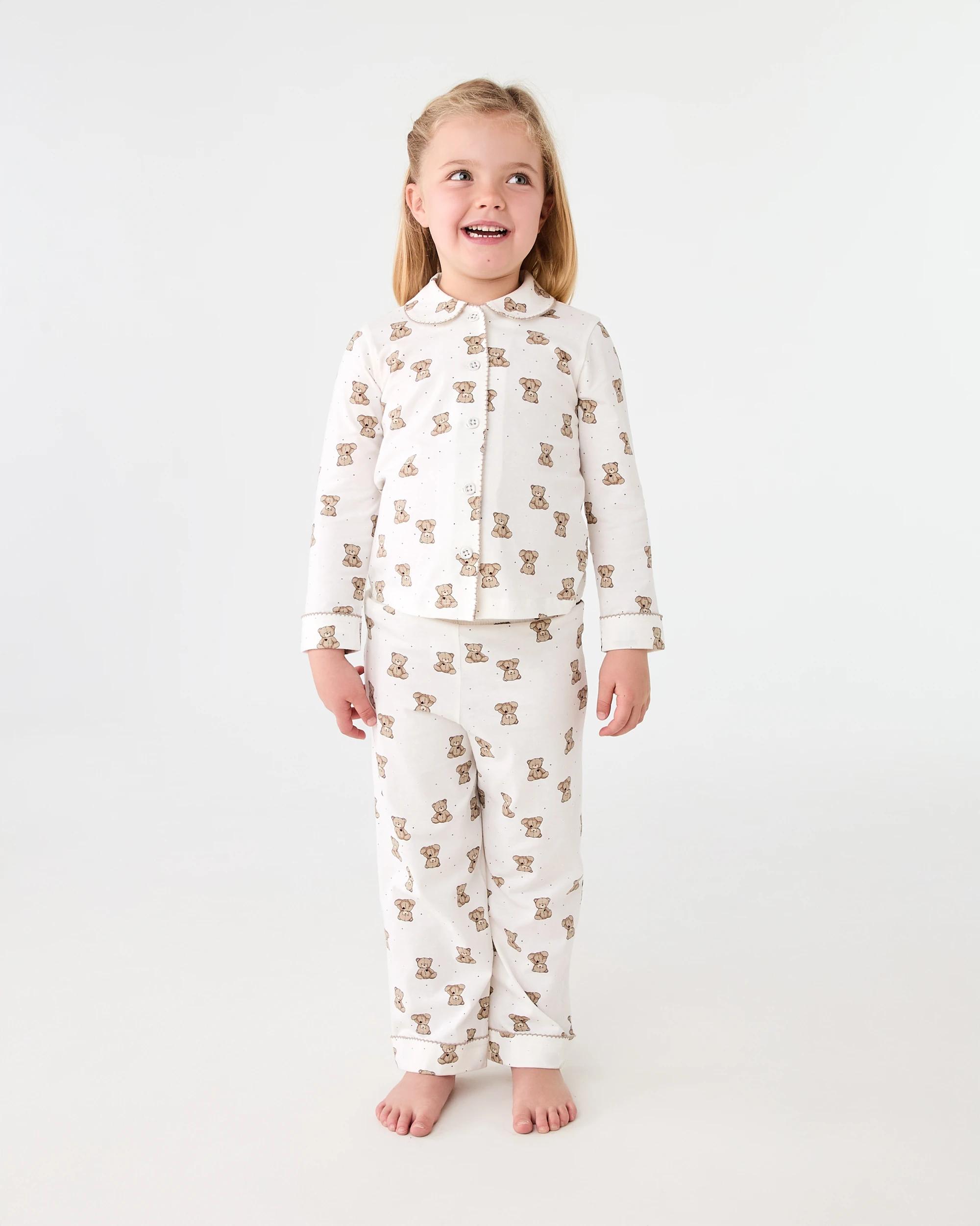 1 Button Through Pyjama Set Wht Ted, 1 of 5