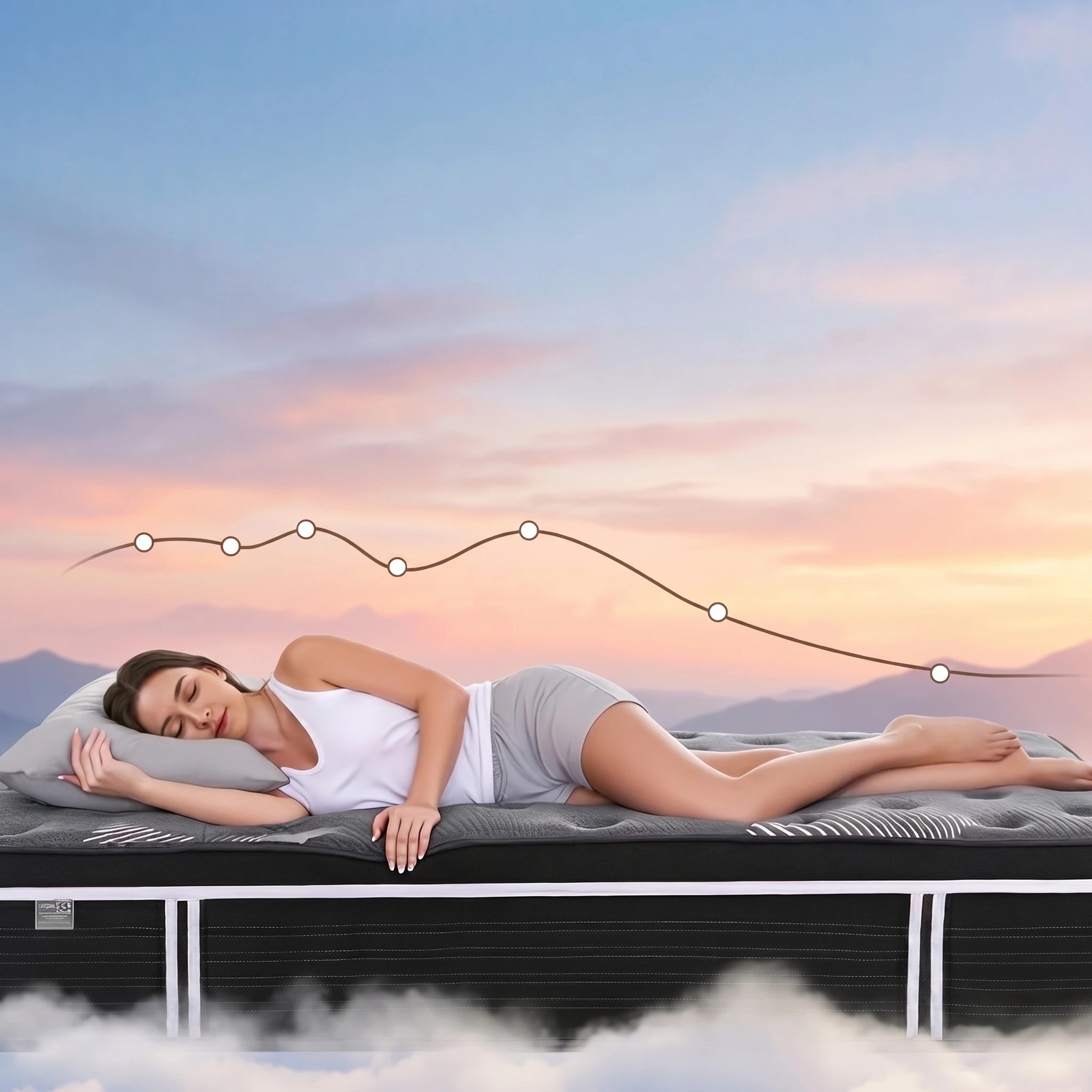5 Giselle Bedding Mattress 35cm Euro Top with Graphene Cooling Comfort Medium Firm - Single Bed - Grey, 5 of 8