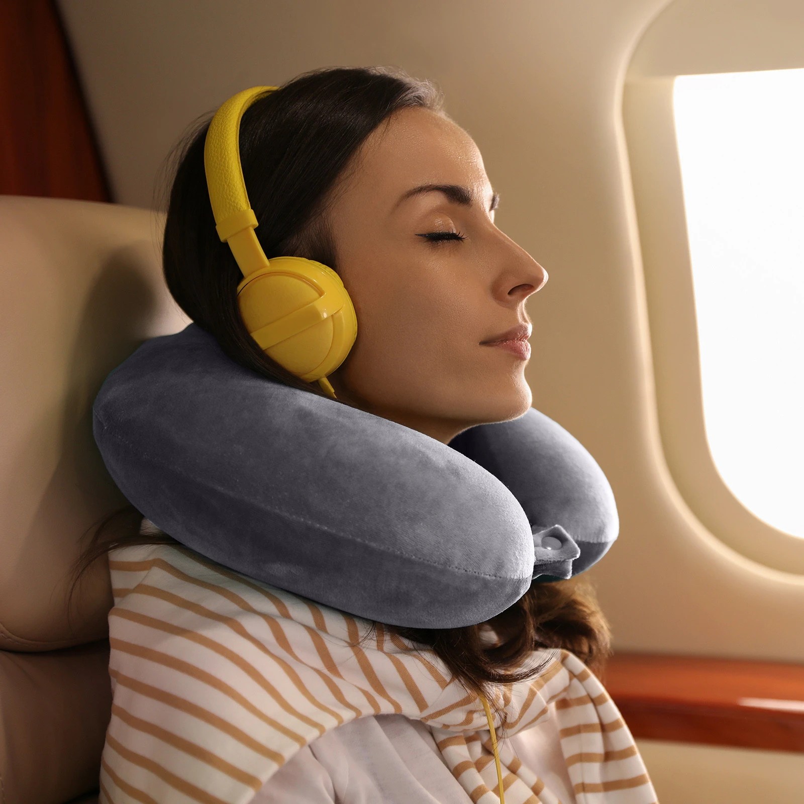 2 Milano Décor Memory Foam Travel Neck Pillow With Clip Cushion Support Soft - Grey, 2 of 7