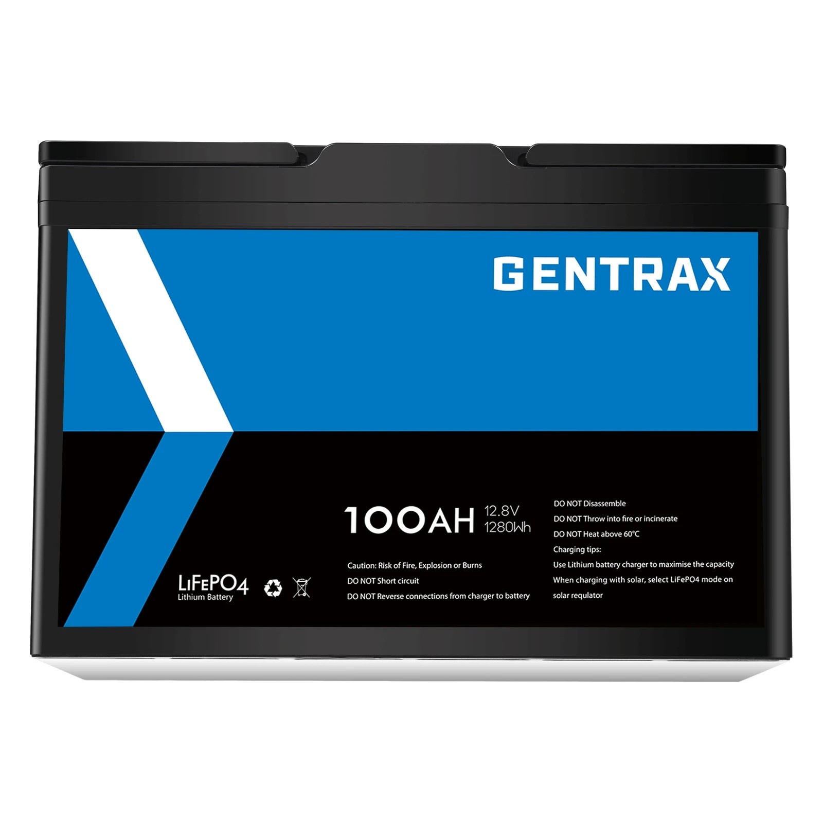1 GENTRAX 12V 100Ah 1280Wh LiFePO4 Battery, 100A BMS, Caravan & Camping, 1 of 10