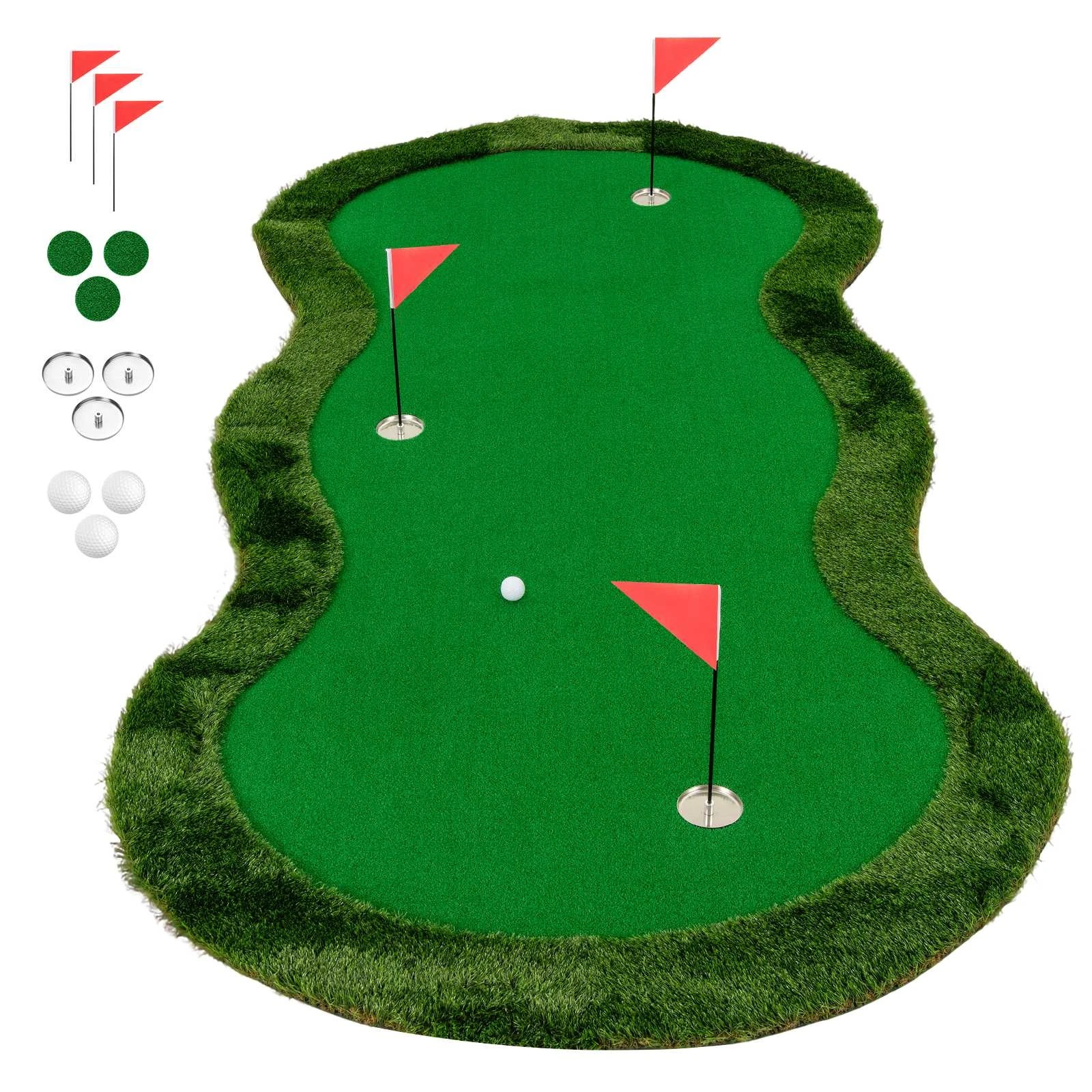 1 Costway 3M Golf Putting Green Golf Practice Mat w/3 Holes/3 Cups & Flags Indoor Outdoor Training, 1 of 1