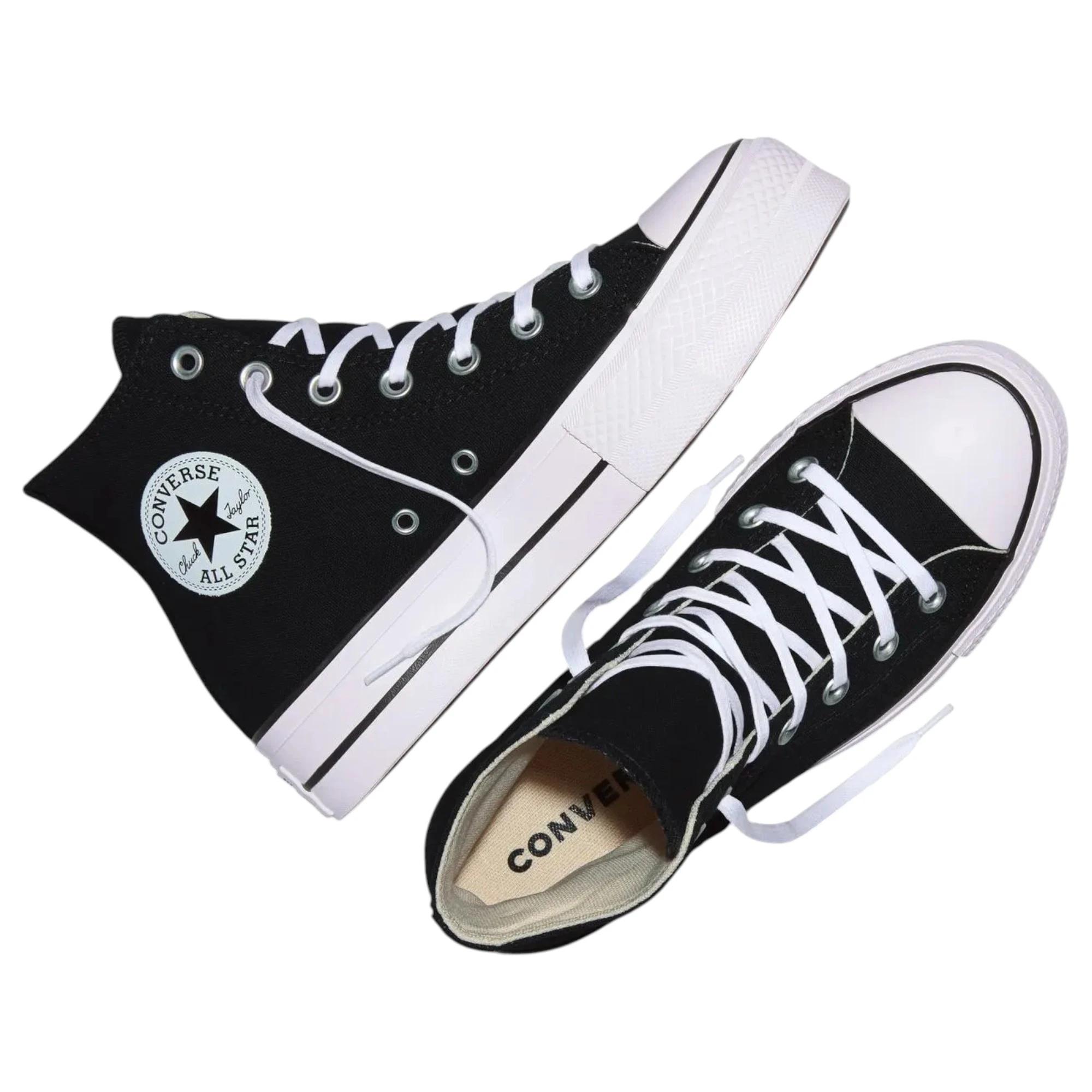 4 Converse Womens Chuck Taylor All Star Canvas Lift High Top Sneaker BLACK, 4 of 6