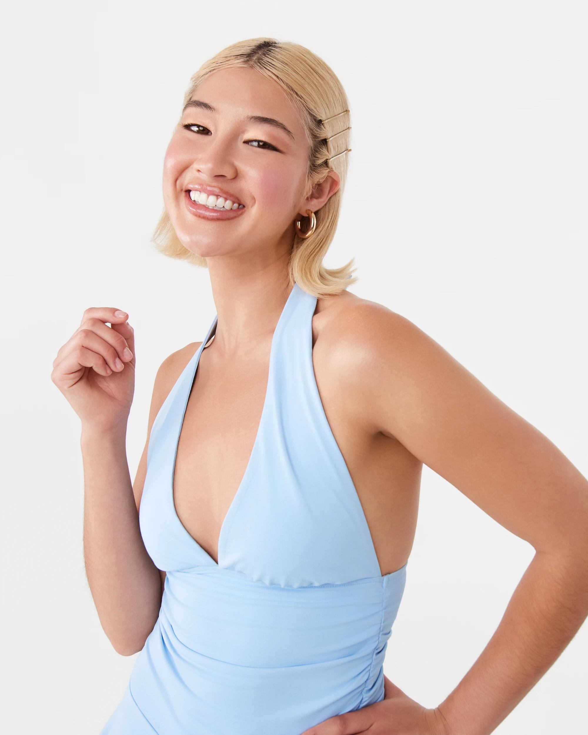 6 Hanky Hem Jersey Mini Dress Chmbr Blue, 6 of 10