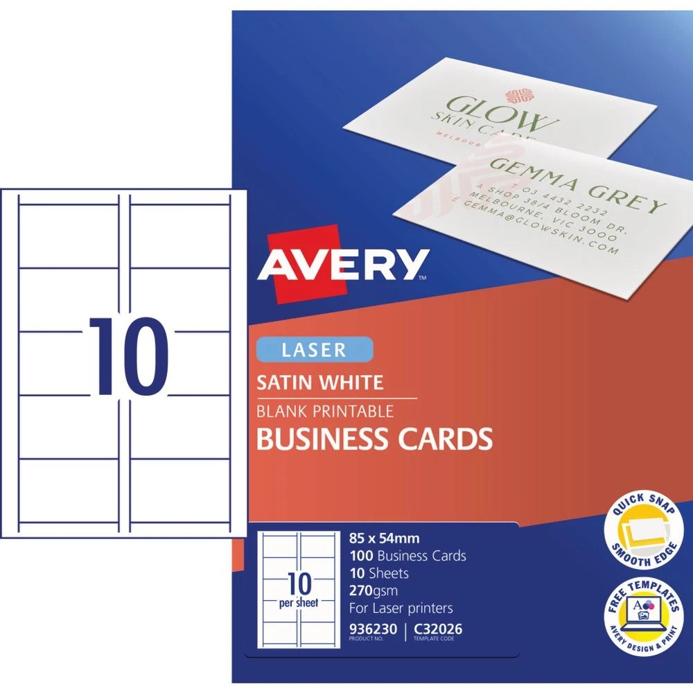 2 Avery Satin Finish Business Cards 85 x 54mm 100 Pack, 2 of 6