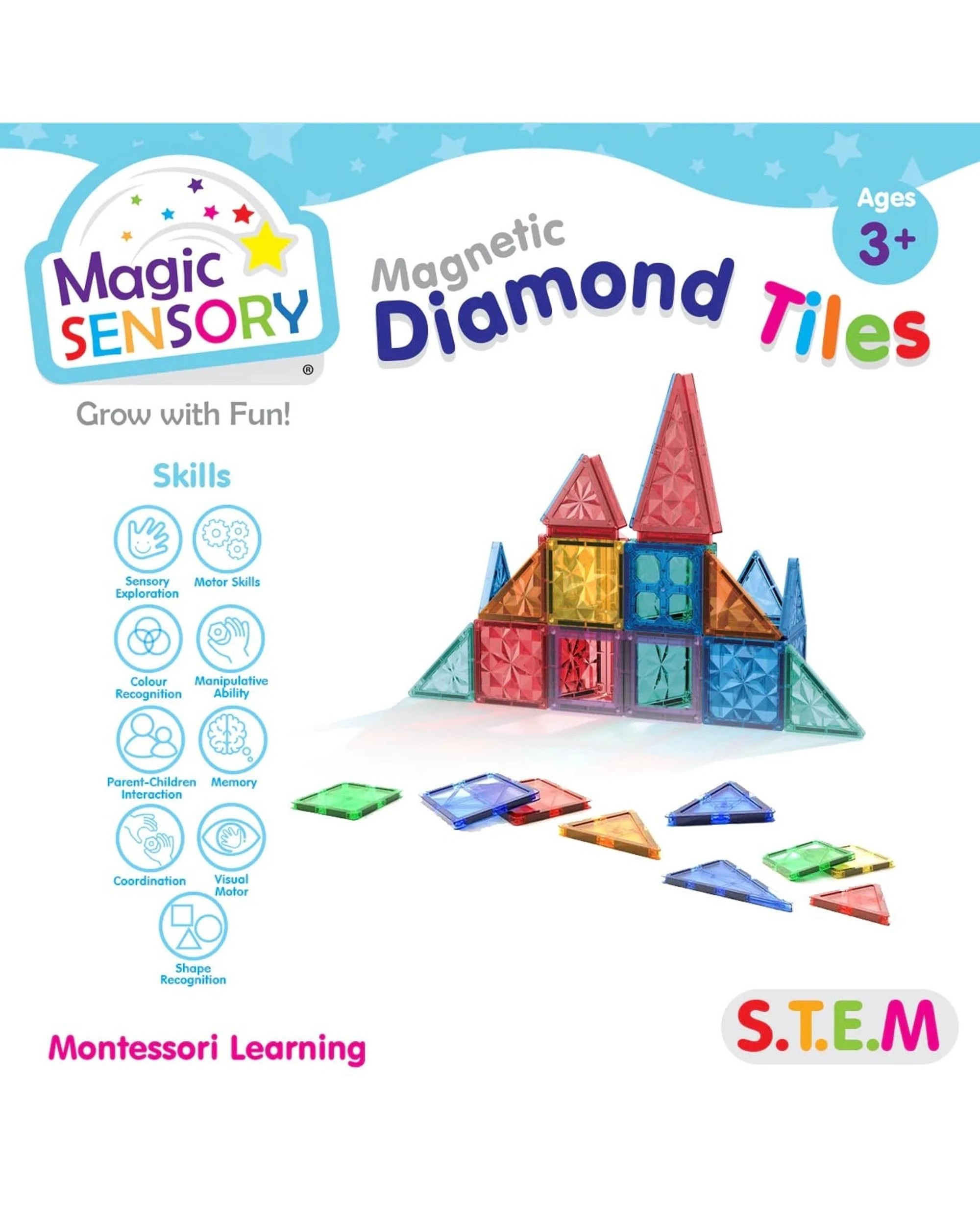 3 Magic Sensory Magnetic Diamond Tiles 60 Piece Set, 3 of 10
