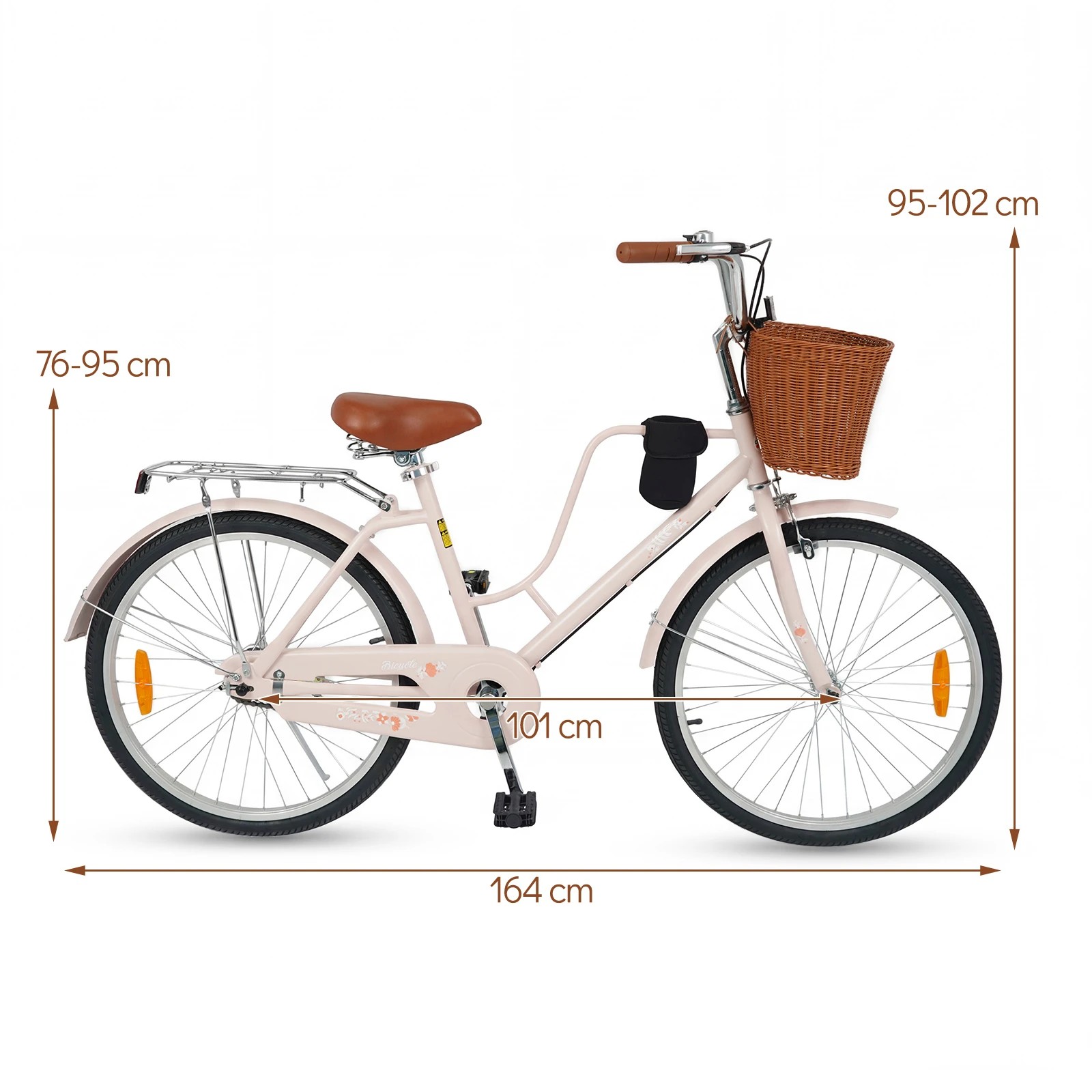 3 Costway 60cm Beach Cruiser Bike Adult Commuter Bicycle w/Adjustable Seat & Cup Holder - Pink, 3 of 3