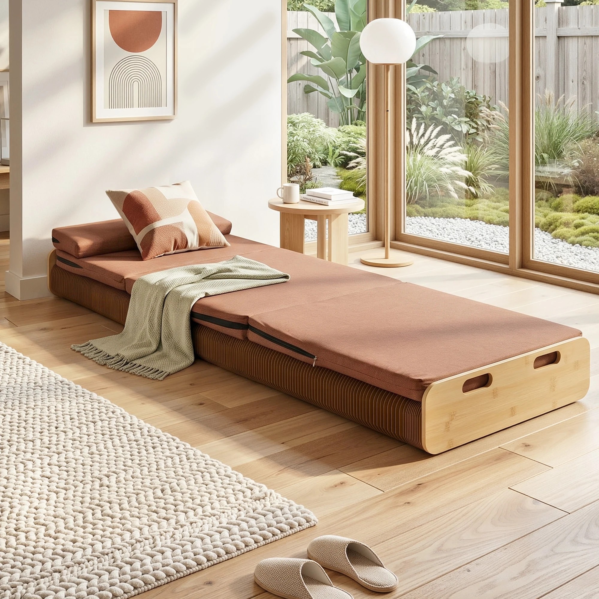 9 Artiss Folding Kraft Paper Bed Frame with Mattress and Pillow 300kg Capacity - Brown, 9 of 9