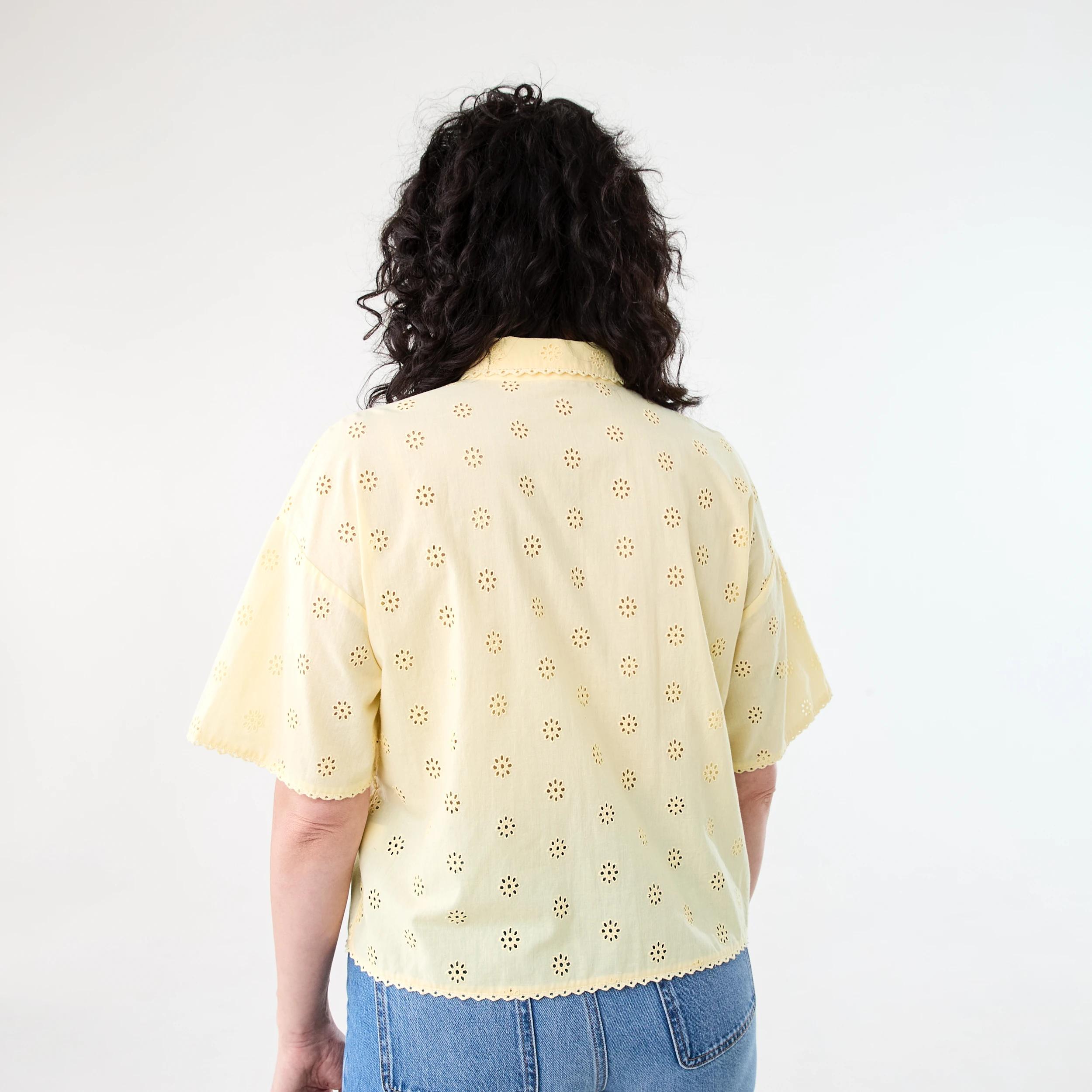3 Short Sleeve Broderie Shirt Fln Yellow, 3 of 7