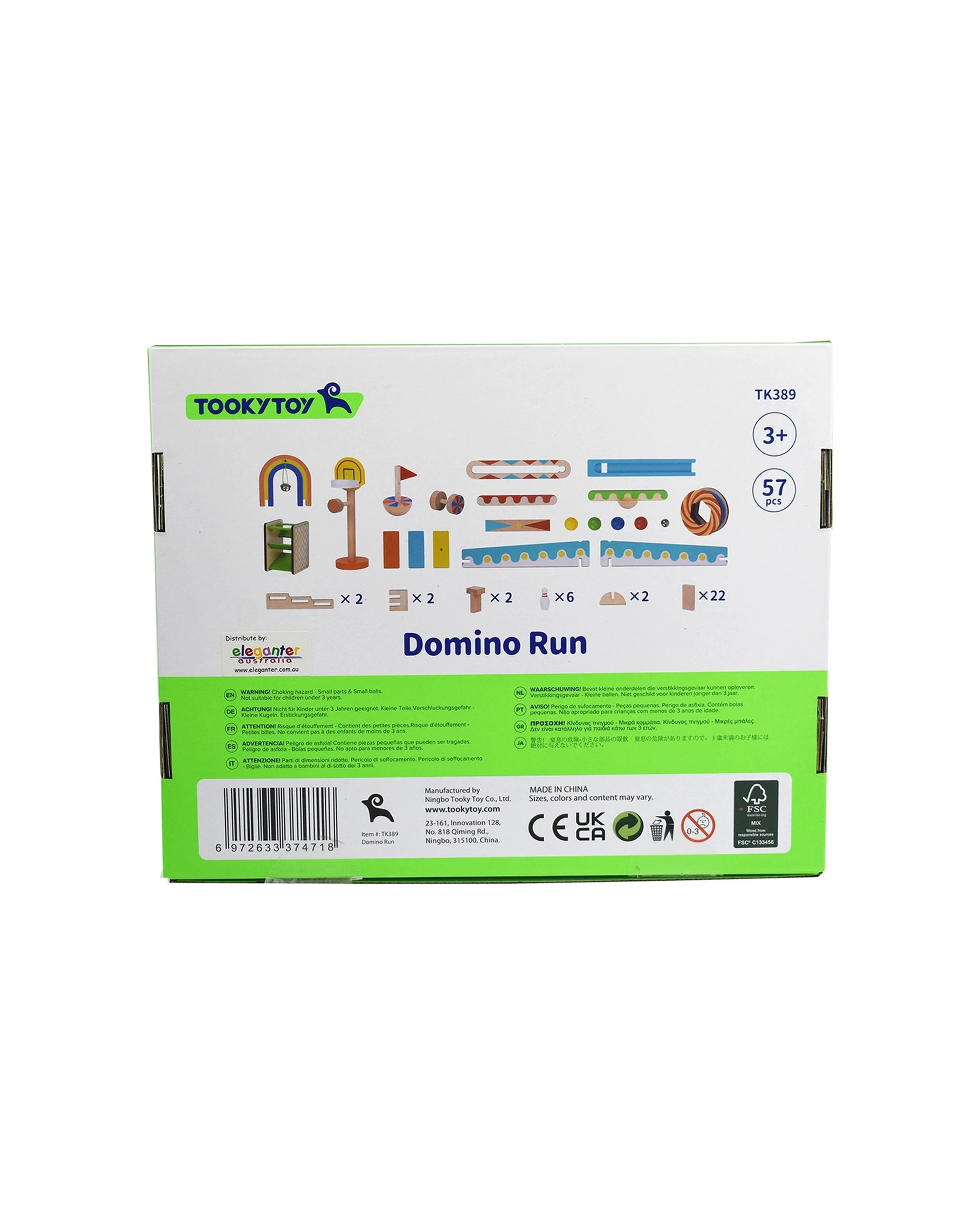 Tooky Toy 55pc Domino Run Building Set Large Ramp Roller Step Seesaw ...