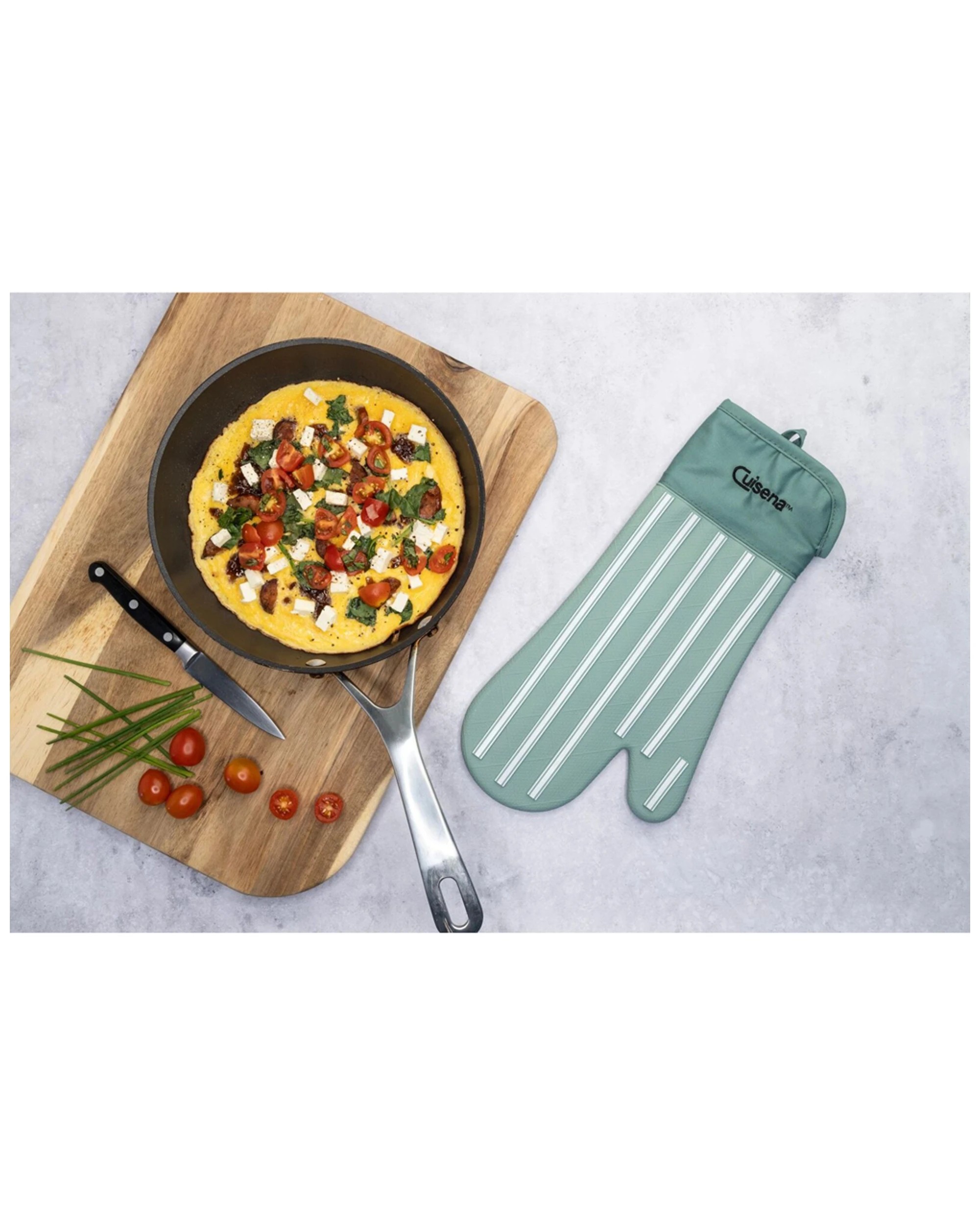 2 Cuisena Silicone & Fabric Oven Glove – Green Striped 94267 - Green, 2 of 5