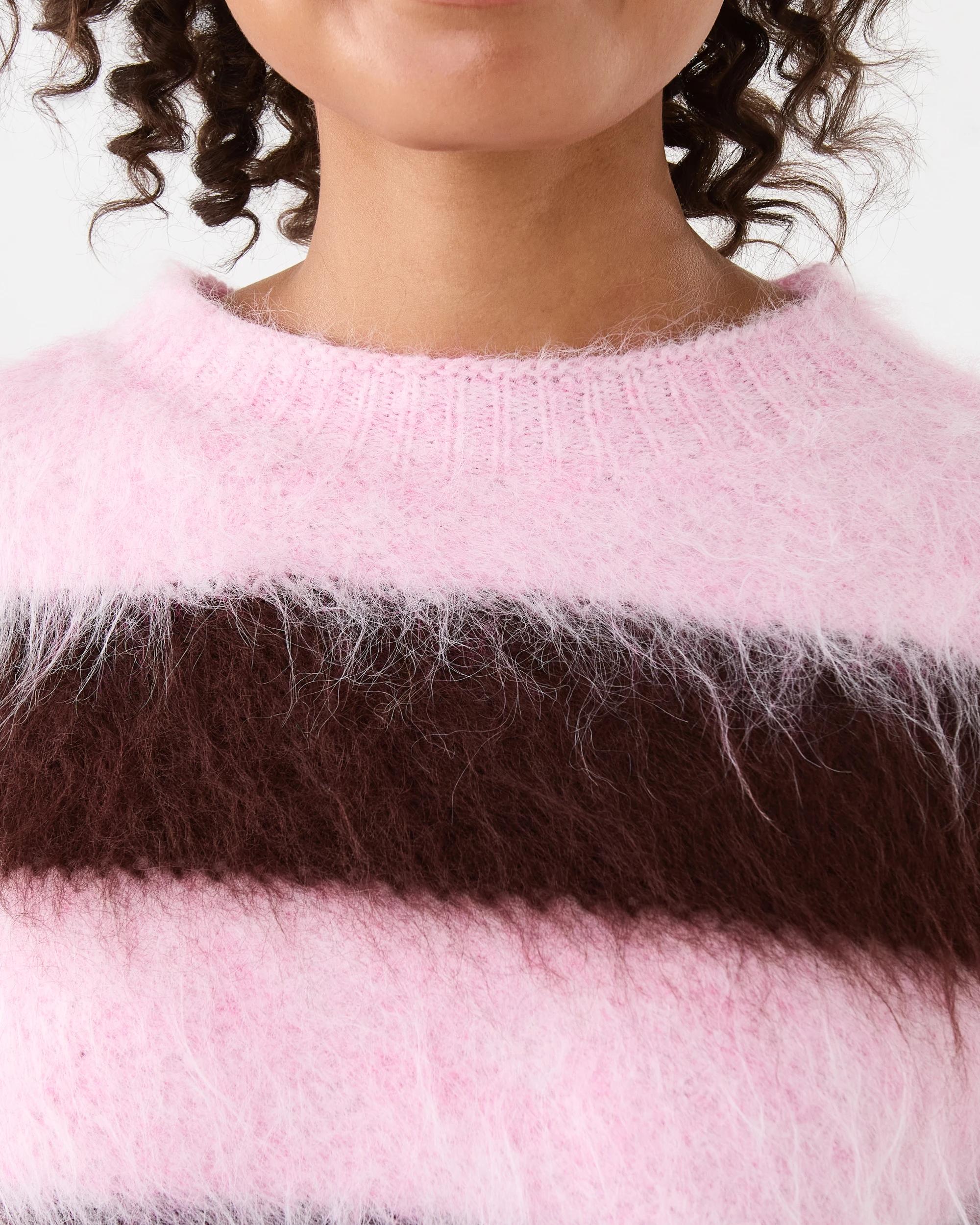 6 Fluffy Knit Jumper Pnk Stripe, 6 of 8