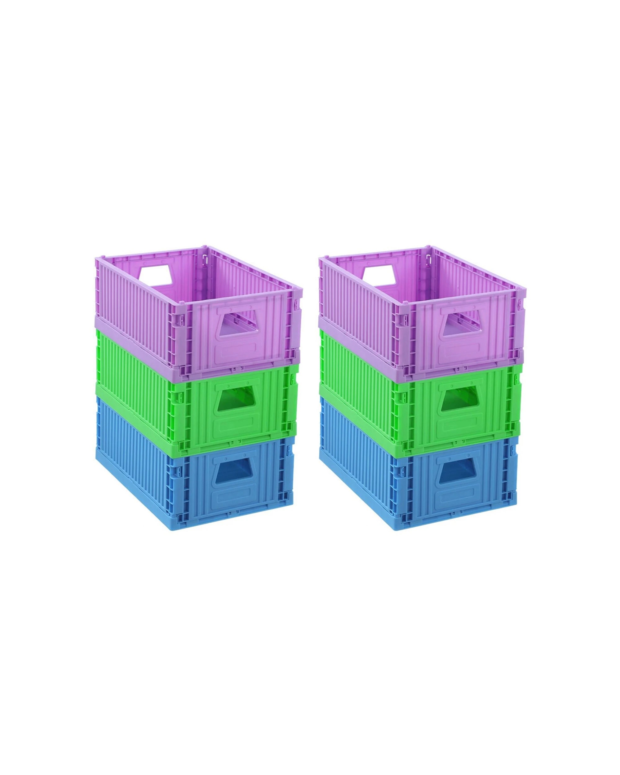 1 Boxsweden 6x Foldaway Crate Storage 29x21x11.5cm Collapsible Design Stackable - Assorted, 1 of 9